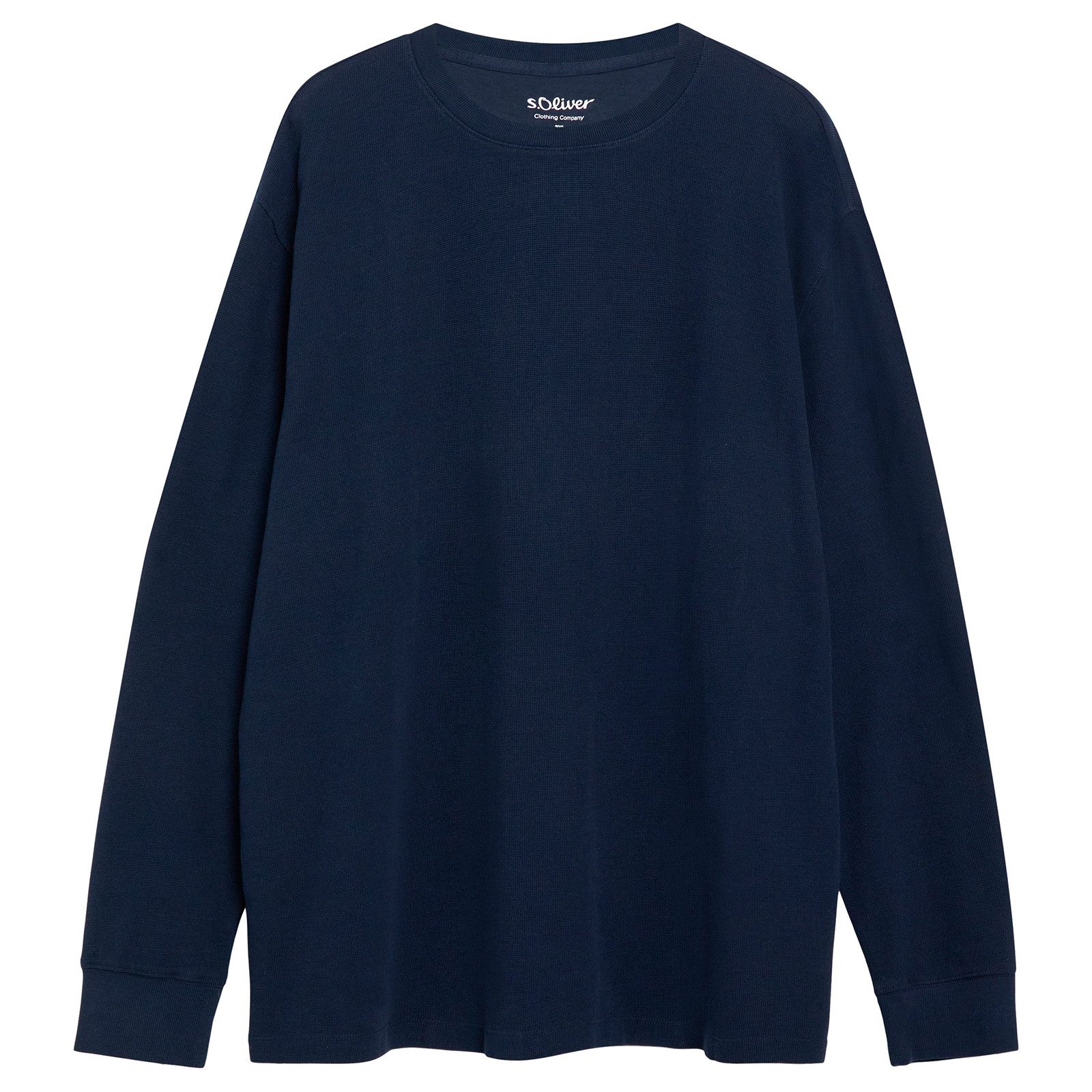 s.Oliver Langarmshirt s.Oliver Übergrößen Langarmshirt dunkelblau Struktur