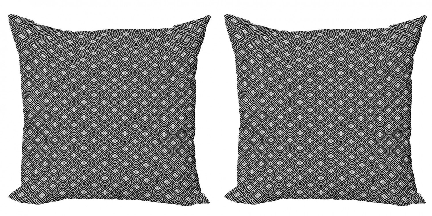 Kissenbezüge Modern Accent Doppelseitiger Digitaldruck, Abakuhaus (2 Stück), geometrische Rhombus Retro Quadrat-Linie