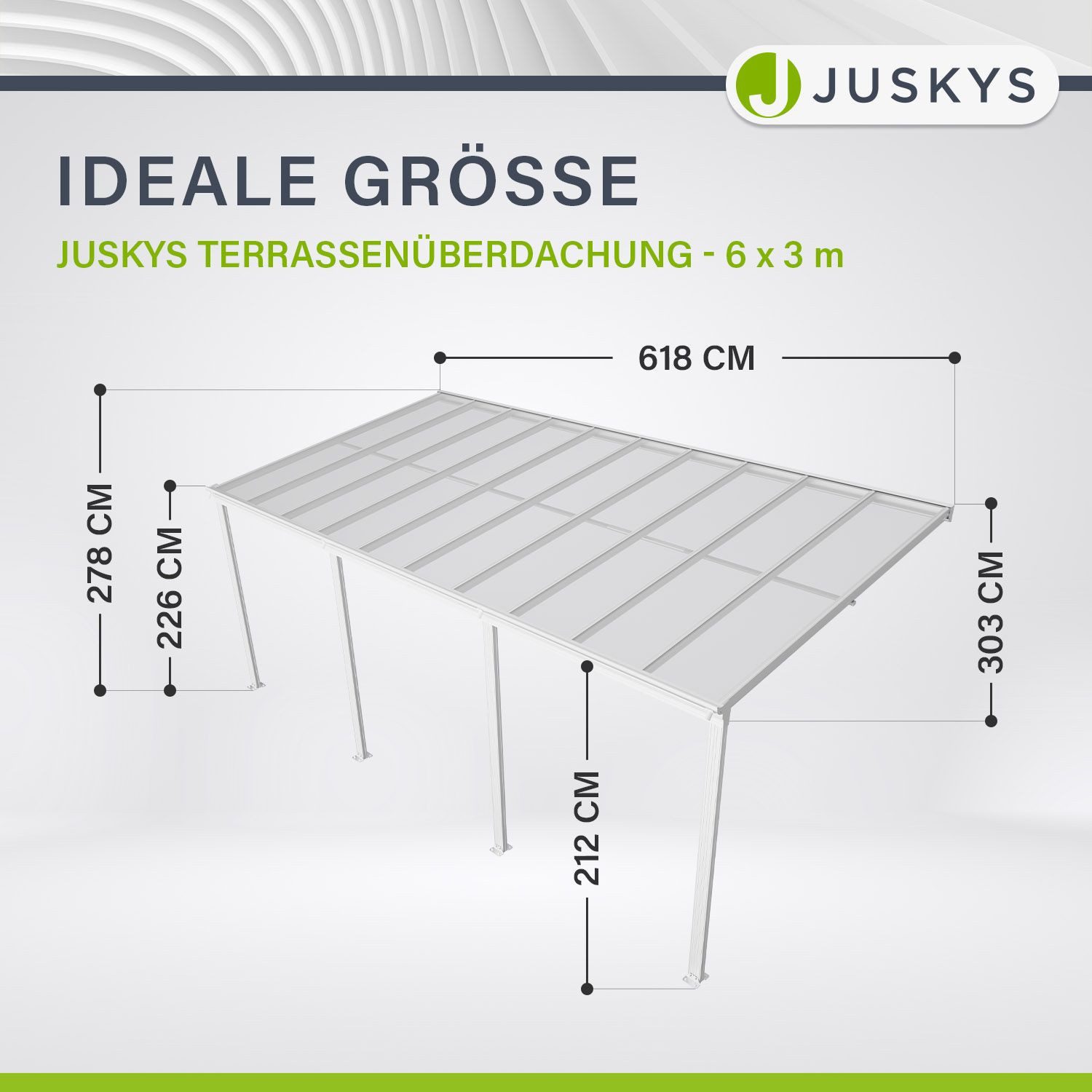 Juskys Terrassendach Borneo, 6x3 m, Regen- günstig online kaufen