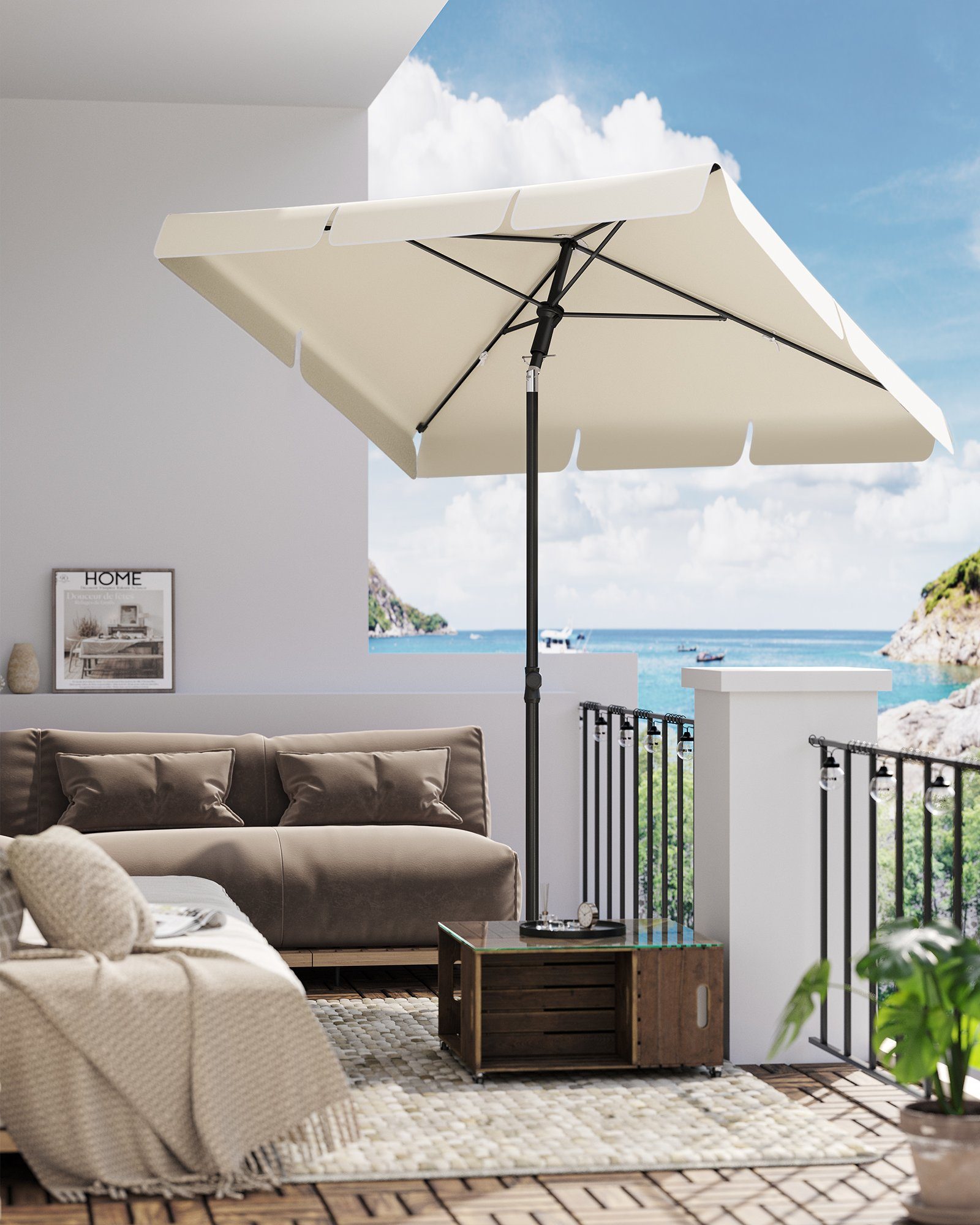 SONGMICS Sonnenschirm, LxB: 230,00x150,00 cm, Balkonschirm, günstig online kaufen
