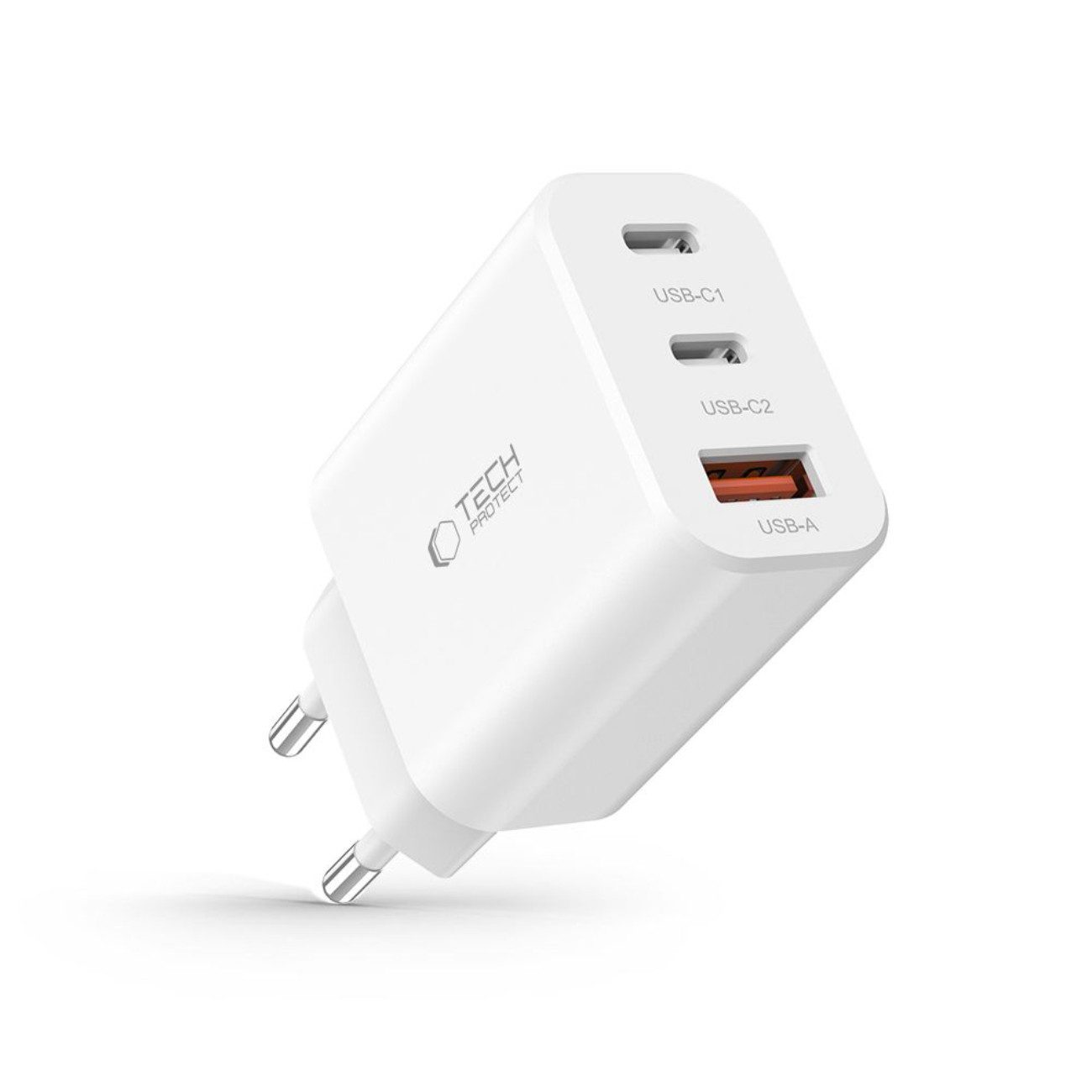 TECH PROTECT NC30W USB-Ladegerät (3000 mA, Einzelartikel, 3-Port-Schnellladegerät mit PD30W, QC3.0 und PPS-Unterstützung)