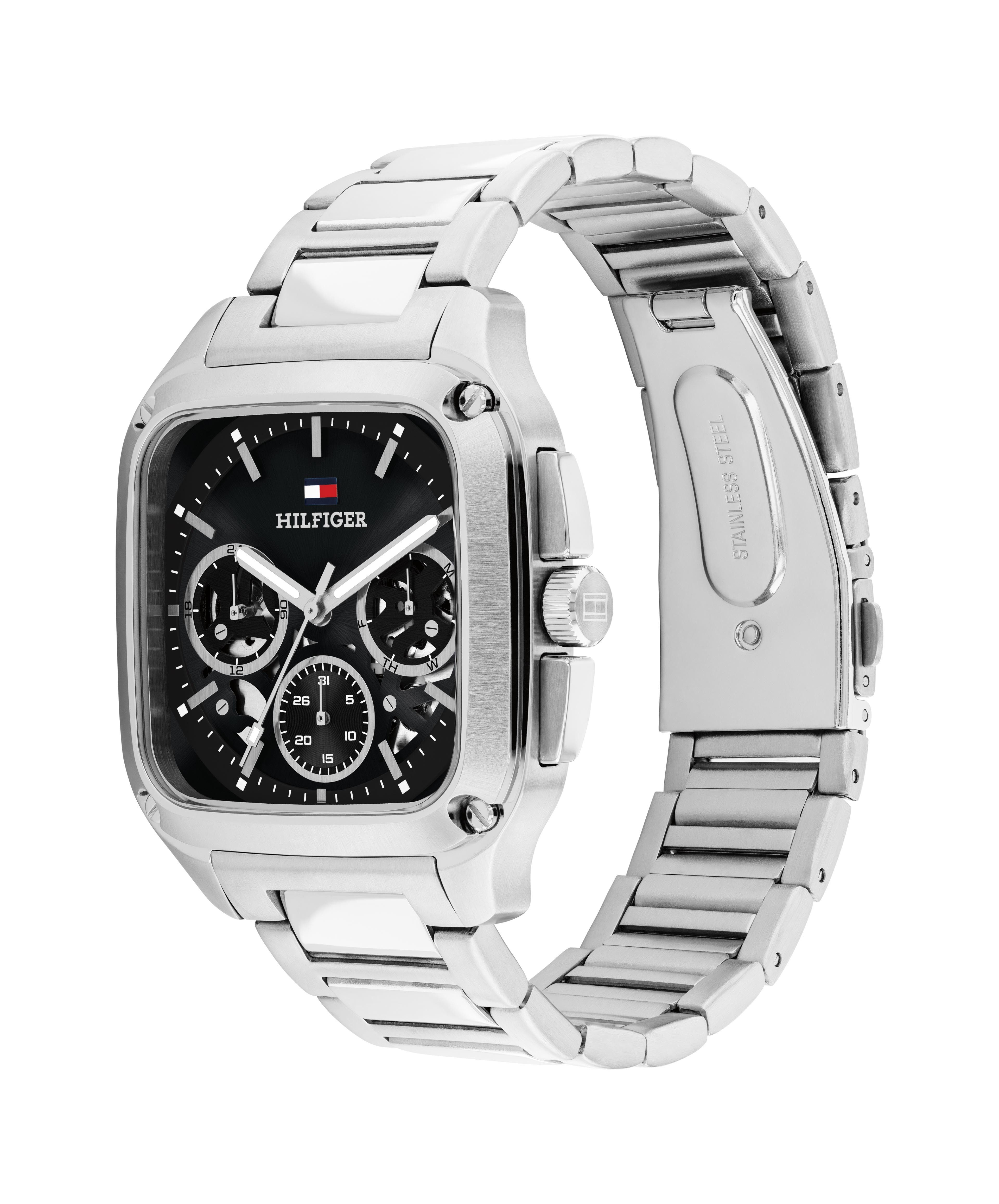 Tommy Hilfiger Multifunktionsuhr Herald Skeleton 1710758, Quarzuhr, Armbanduhr, Herrenuhr, Edelstahlarmband, analog