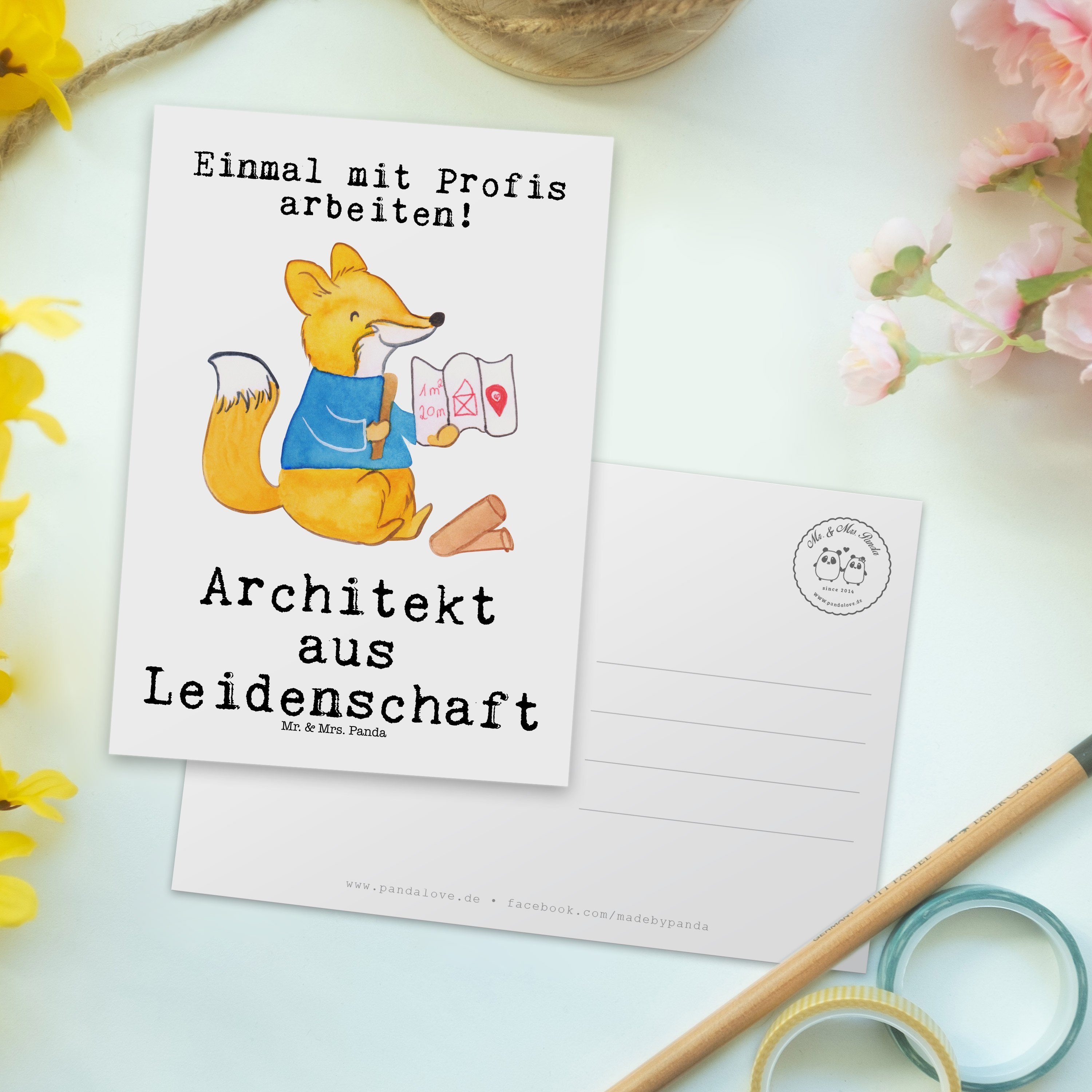 Geschenk, Panda Mr. Karte, - Mrs. Weiß Architekturbüro & Architekt - Leidenschaft Postkarte aus