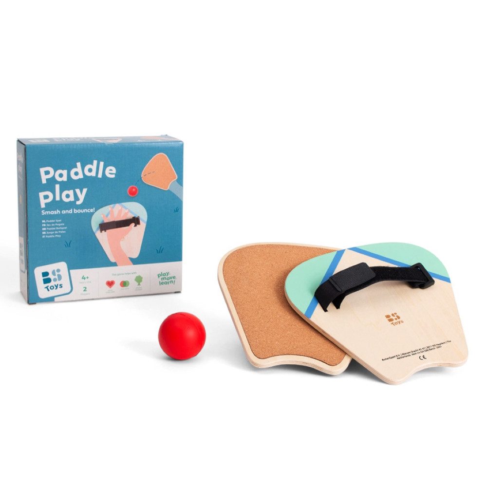 BS Toys Beachballschläger Paddle Ball Schläger Set, Outdoor-Ballspiel mit Holz-Paddles, (3-tlg), Gartenspiel, Strandspiel / Ideal für Kleinkinder und die ganze Familie