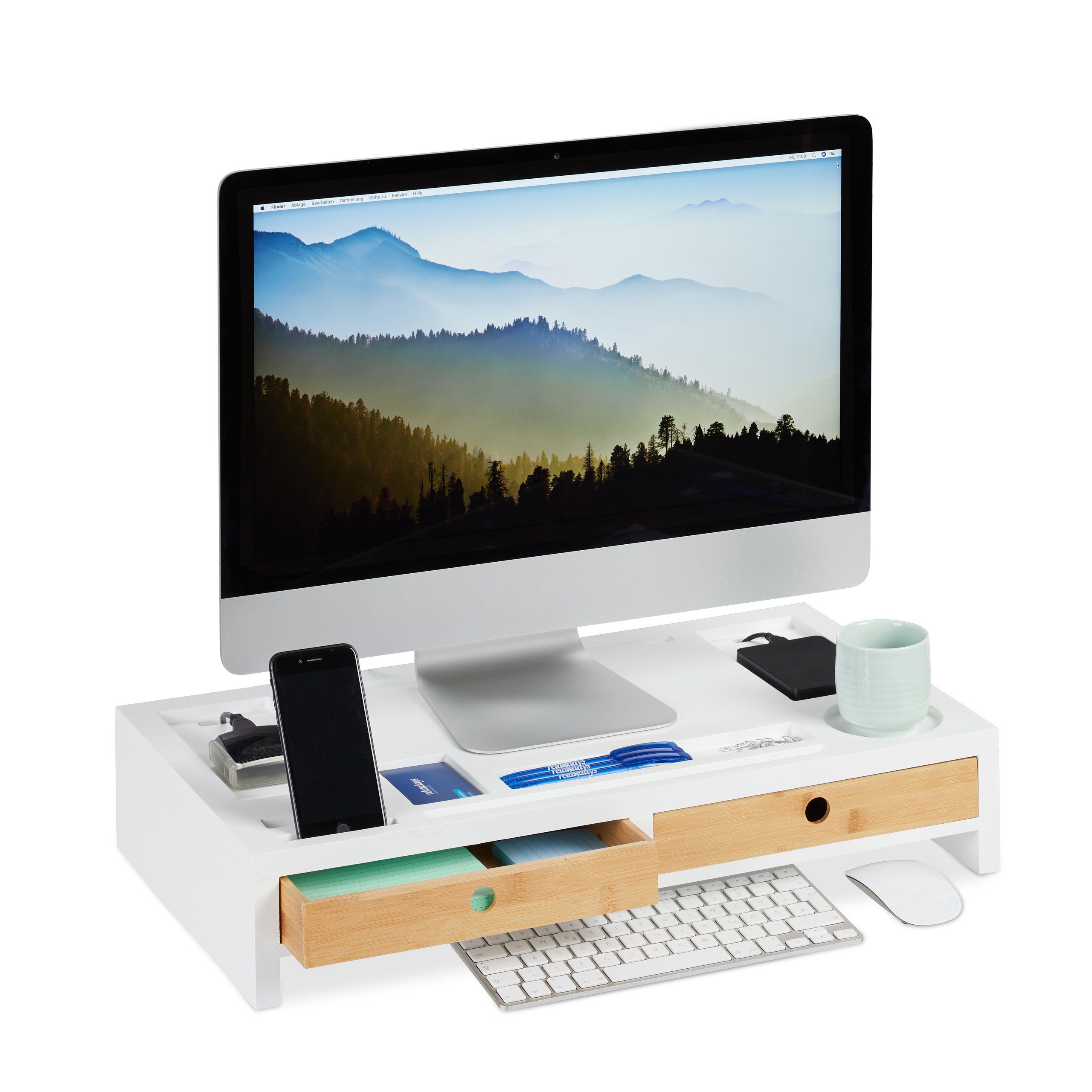 relaxdays Monitor-Halterung Monitorständer Organizer XL, (1-tlg)
