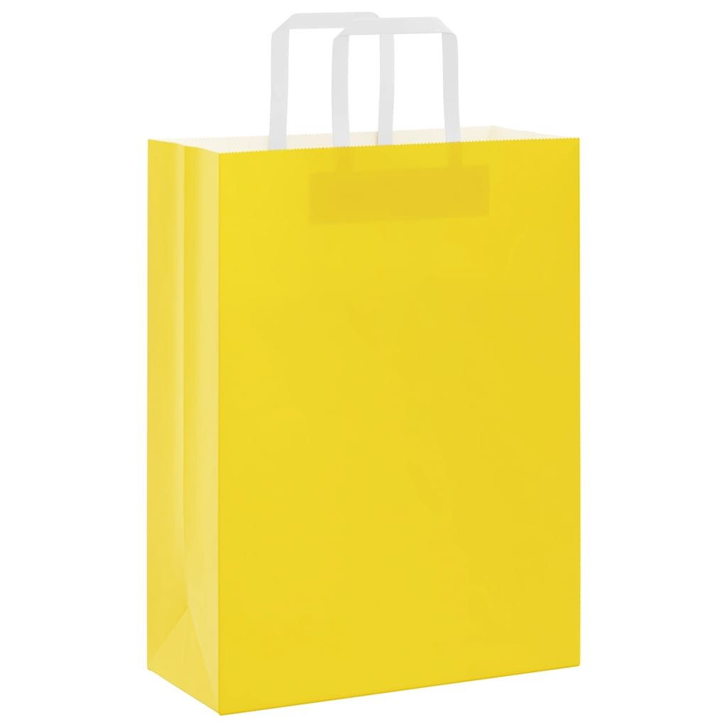 Geschenk-Tragetasche Papiertragetaschen 50 Stk. mit Henkeln Gelb 26x12x35 cm