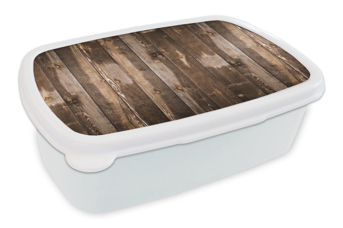 MuchoWow Lunchbox Regale - Holz, Kunststoff, (2-tlg), Brotbox für Kinder und Erwachsene, Brotdose, für Jungs und Mädchen weiß