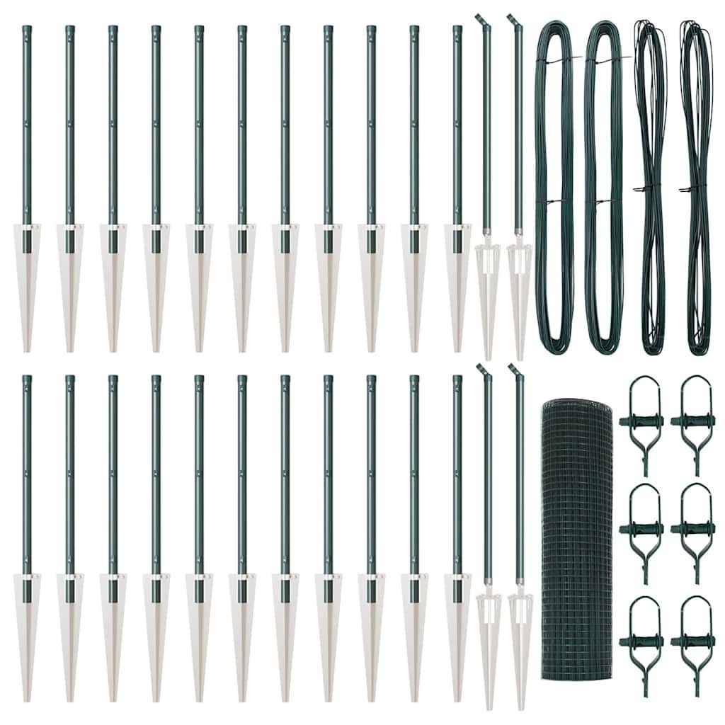 vidaXL Gartenzaun Geschweißter Drahtzaun mit Stacheln 50 x 0,4 m Grün Netz, (1-St)