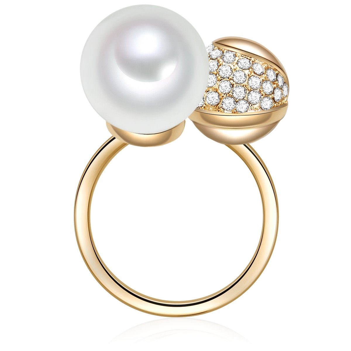 Lulu & Jane Perlenring gelbgold, mit Glas günstig online kaufen