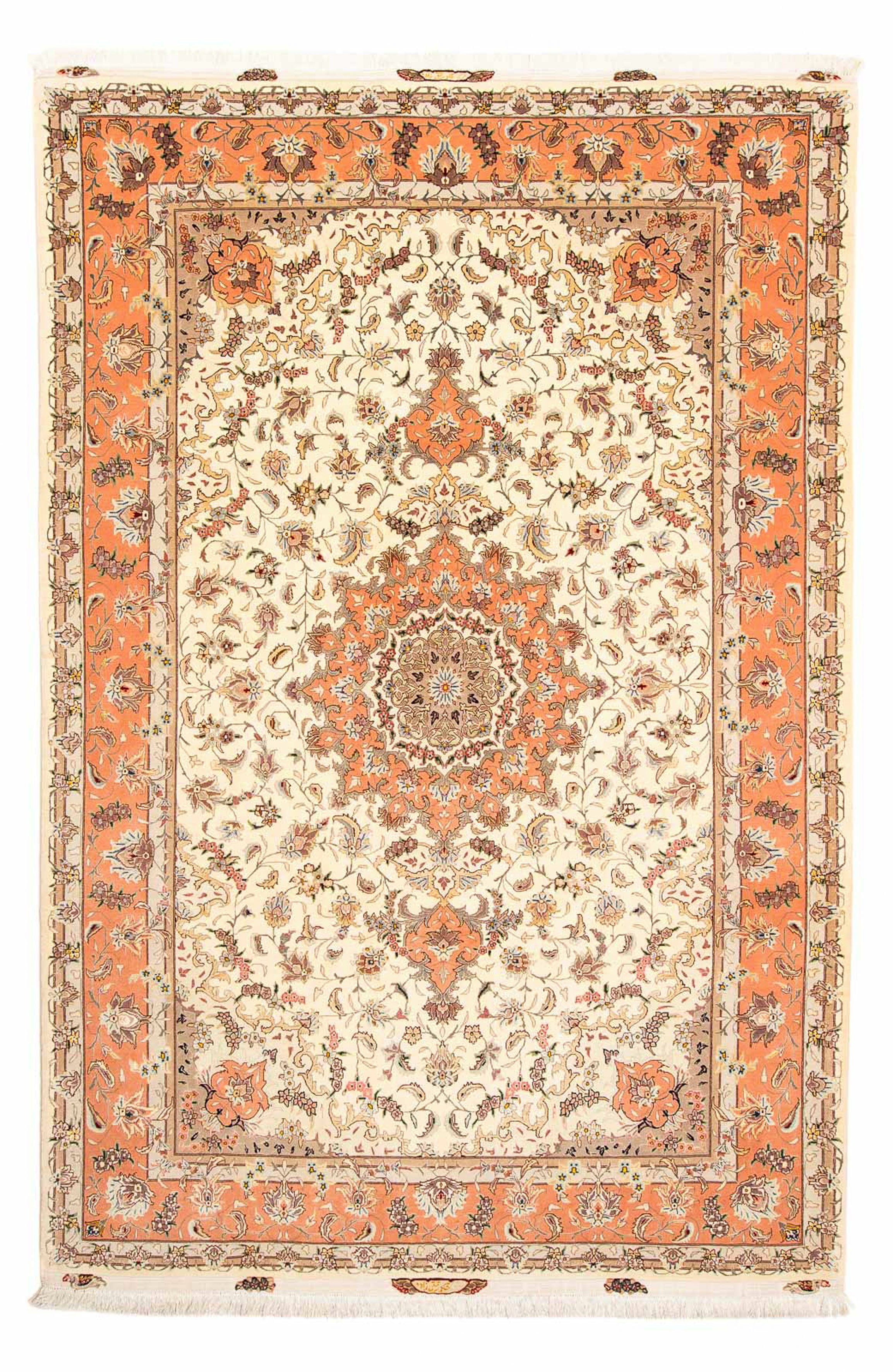 Orientteppich Perser - Täbriz mit morgenland, 204 7 Einzelstück cm beige, Wohnzimmer, Höhe: rechteckig, - - - Zertifikat Royal x 300 mm, Handgeknüpft