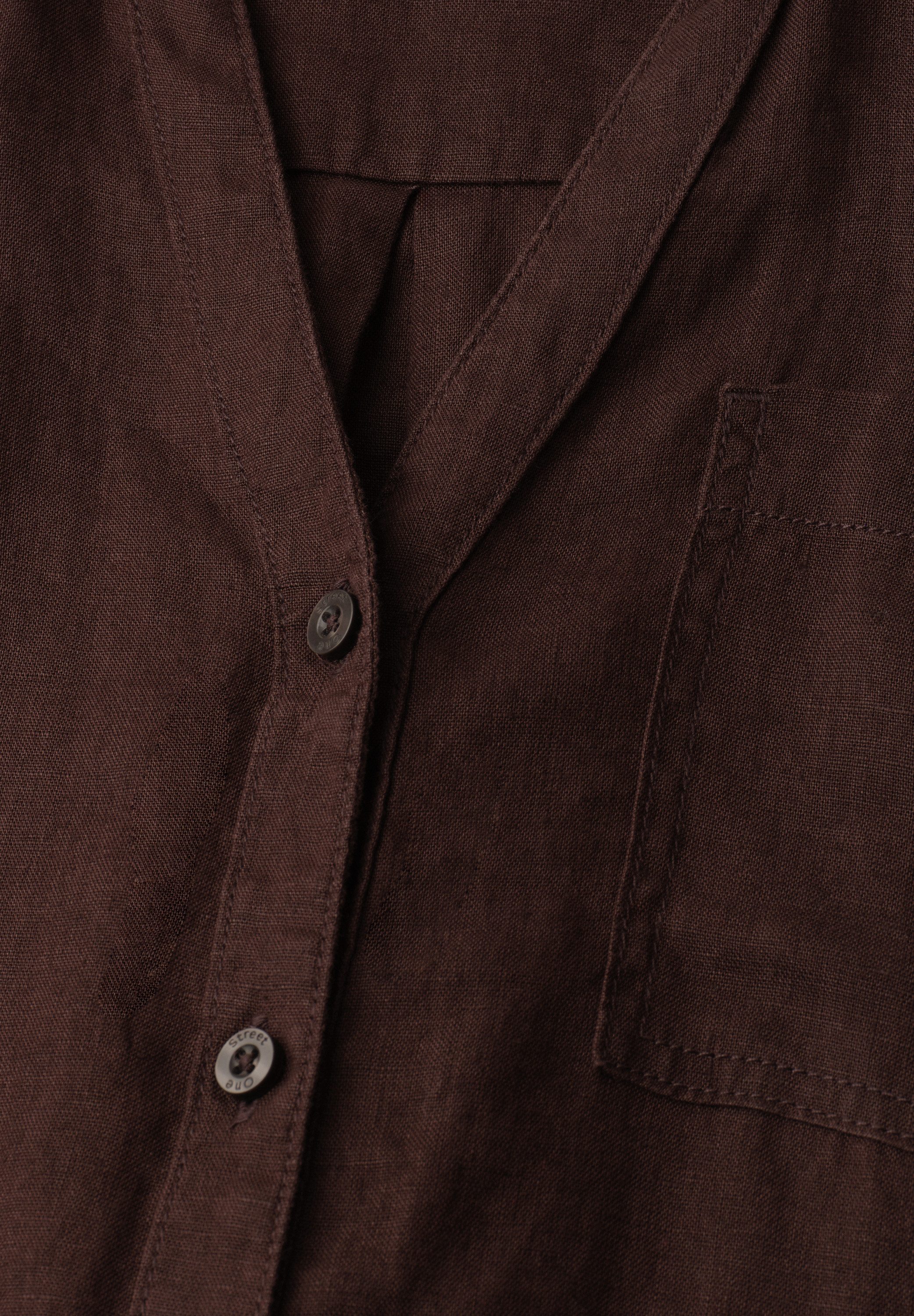 STREET ONE Midikleid Sommerkleid aus Leinen mit Knopfleiste