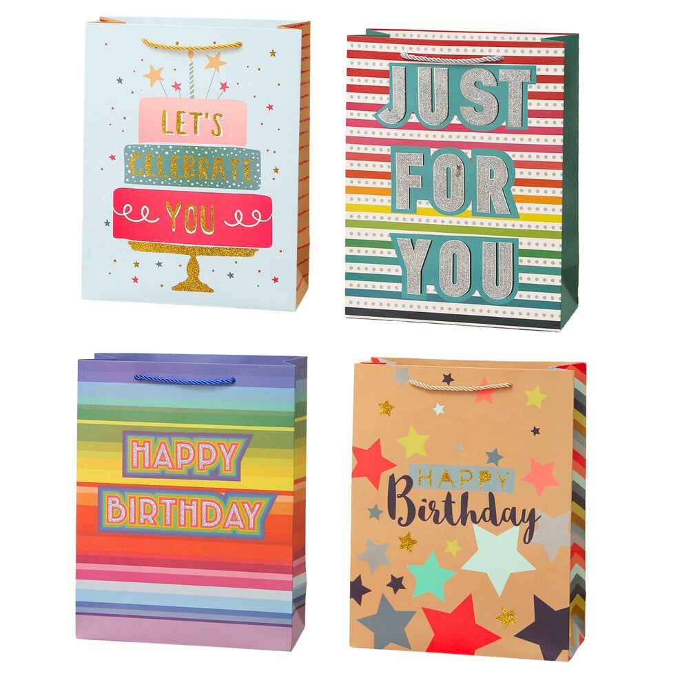 LEAN TOYS Geschenkpapier Geburtstagsgeschenktüte Happy Birthday