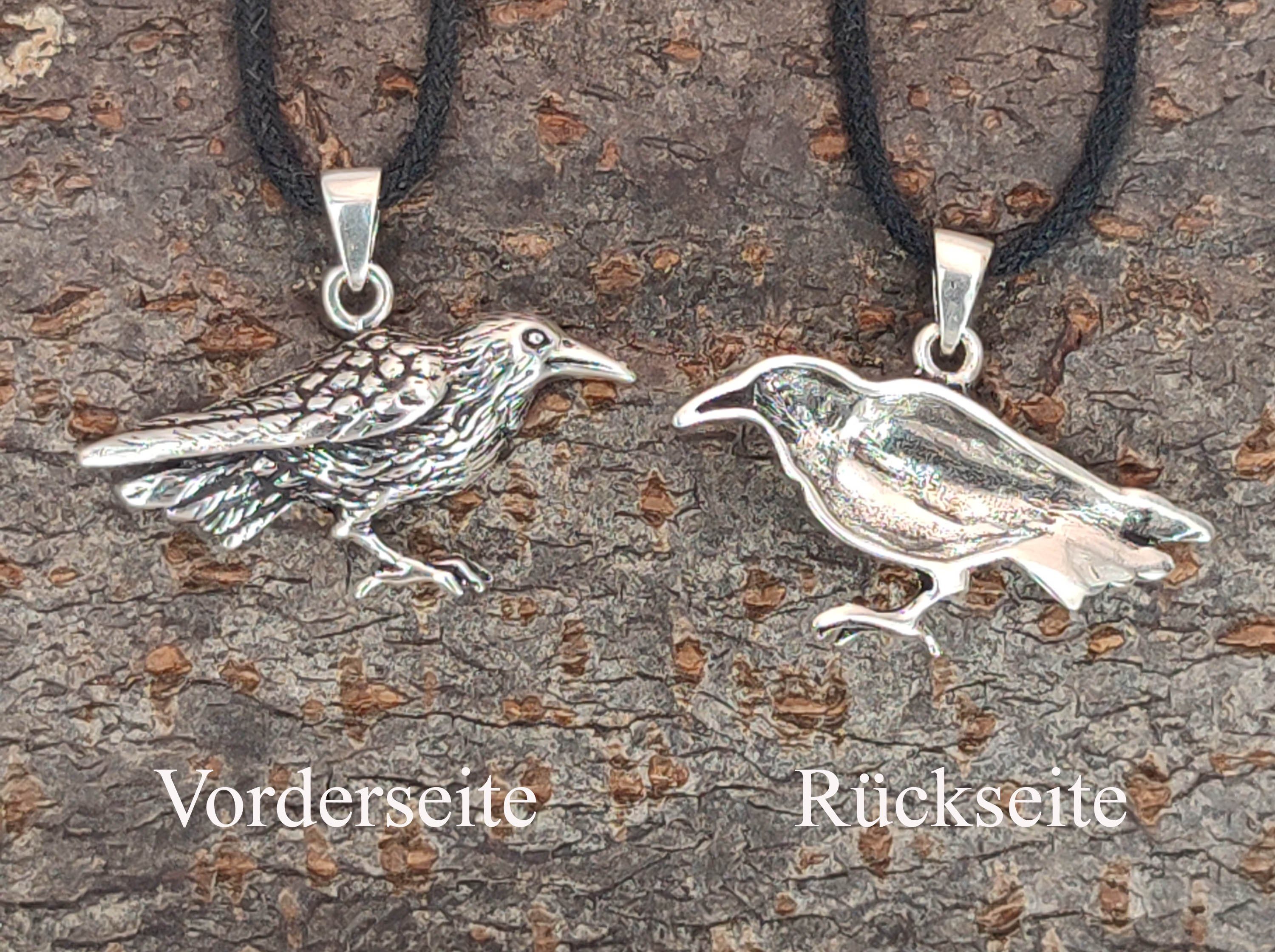 Kiss of Leather Kettenanhänger Raben Anhänger 925 Sterling Silber Odin Odins Rabe Raven Hugin Munin
