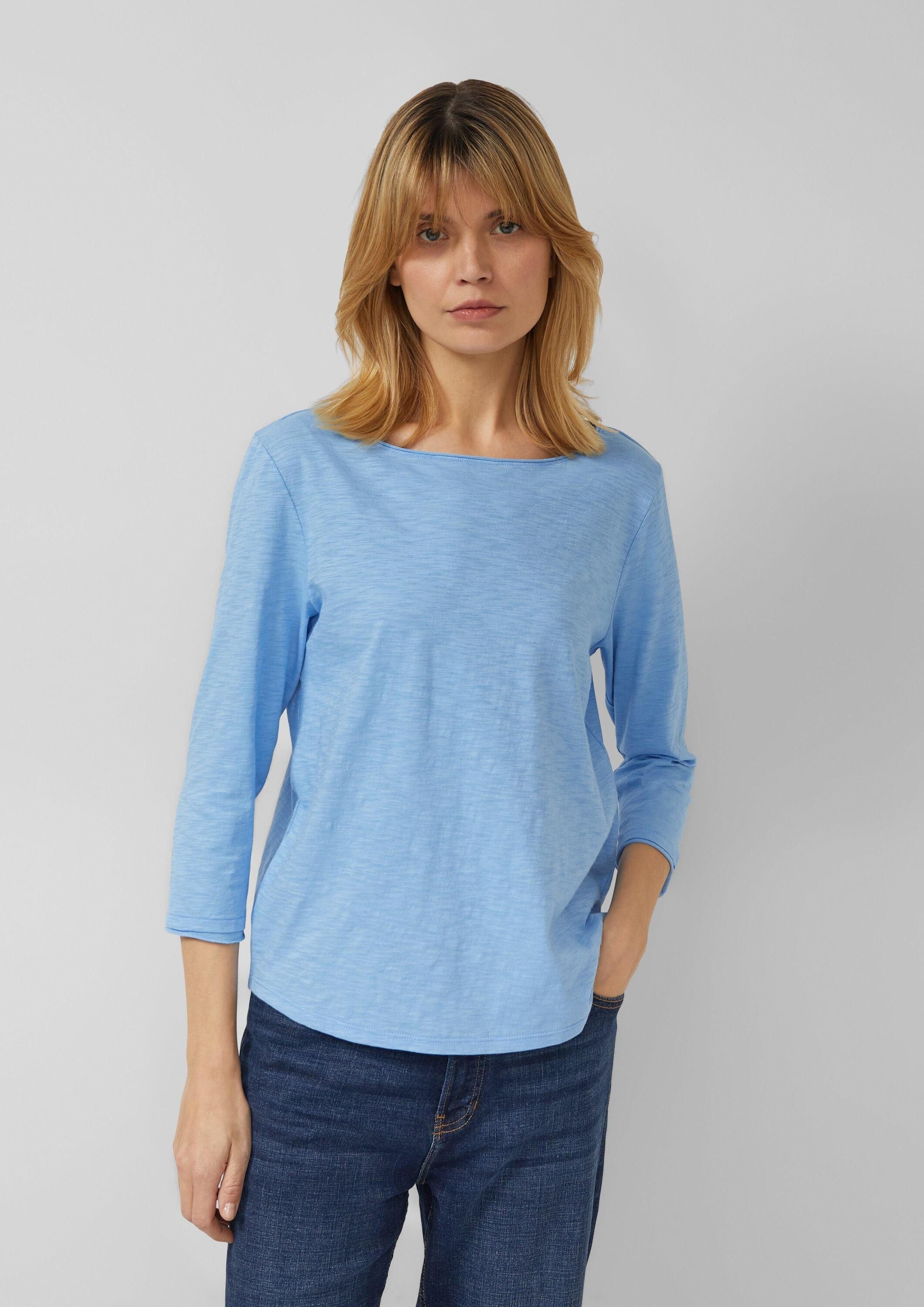 s.Oliver 3/4-Arm-Shirt T-Shirt Shirt mit Flammgarnstruktur und 3/4-Ärmeln