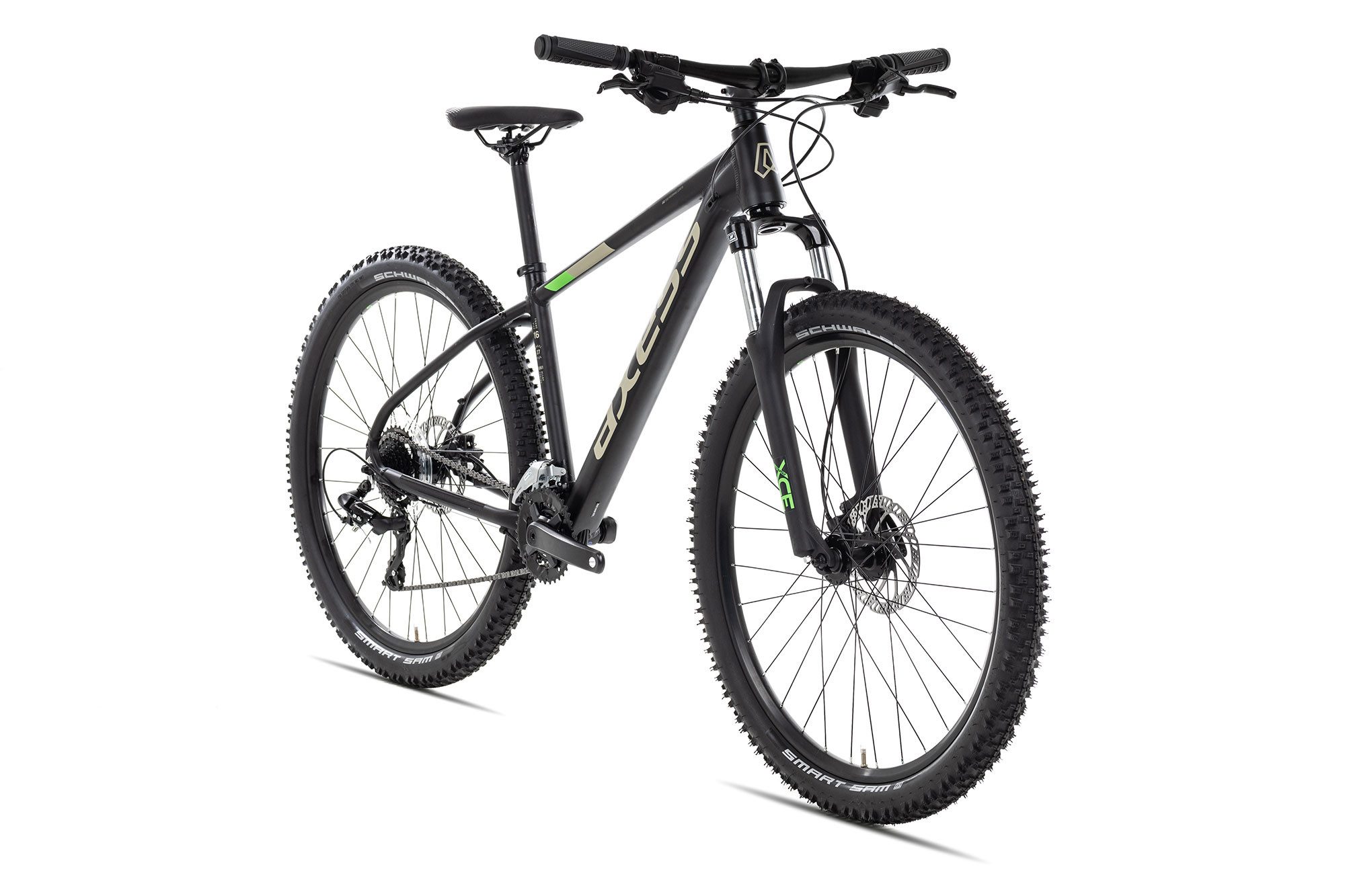 Axess Mountainbike BRASH, 16 Gang Shimano RD-TX800- 8 Schaltwerk, Kettenschaltung, MTB-Hardtail Herrenfahrrad 27,5 Zoll schwarz/grau