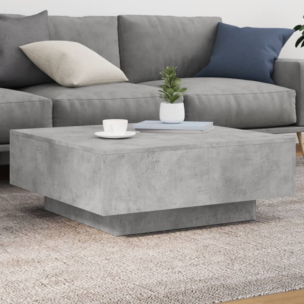 furnicato Couchtisch Moderner 80 x 80 x 31 cm in Betongrau (1-St), Stabiler Sofatisch mit feuchtigkeitsbeständiger Platte für Wohnzimmer