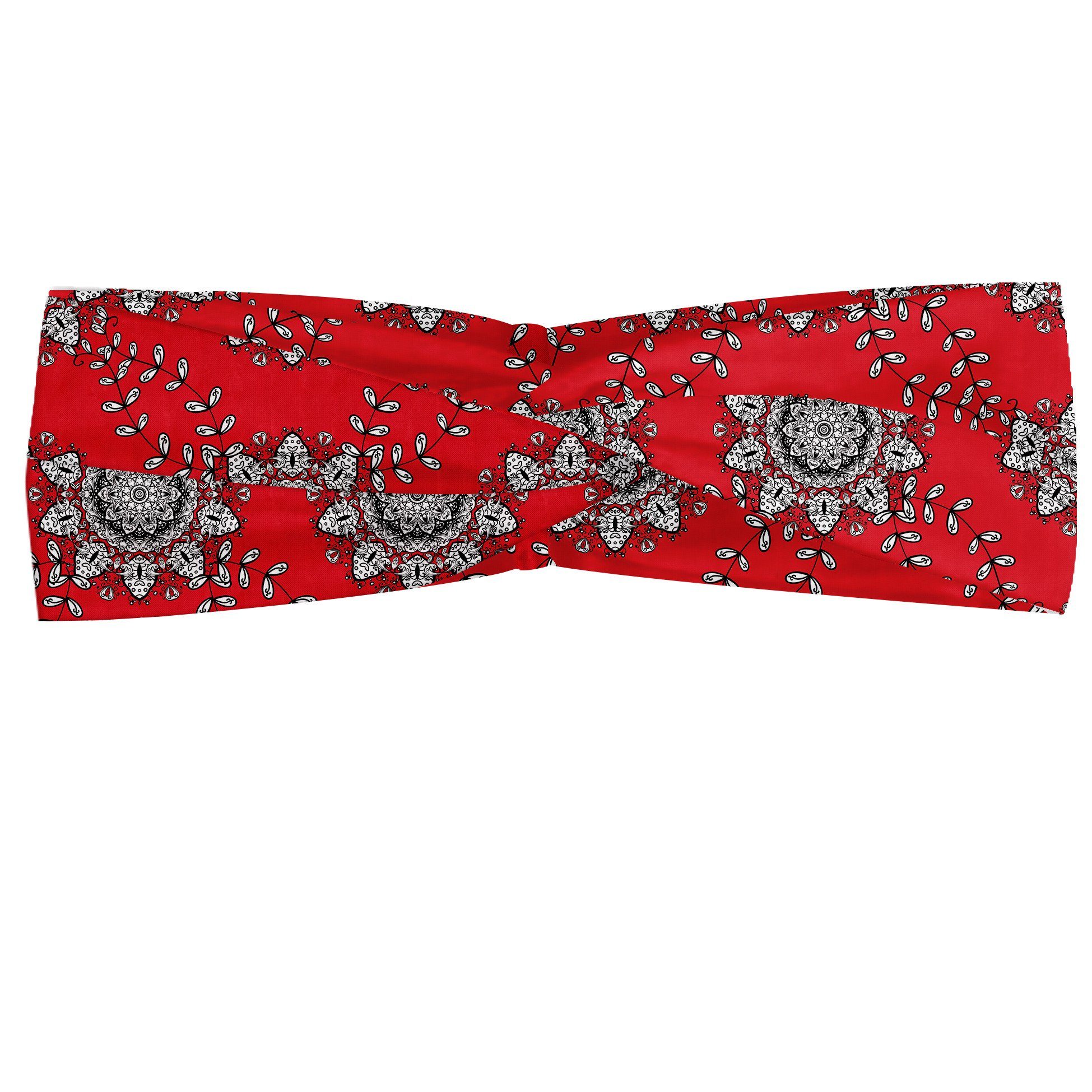 Abakuhaus Stirnband Elastisch und Angenehme alltags accessories Red Mandala Wirbels-Blumen Ineinander greifen