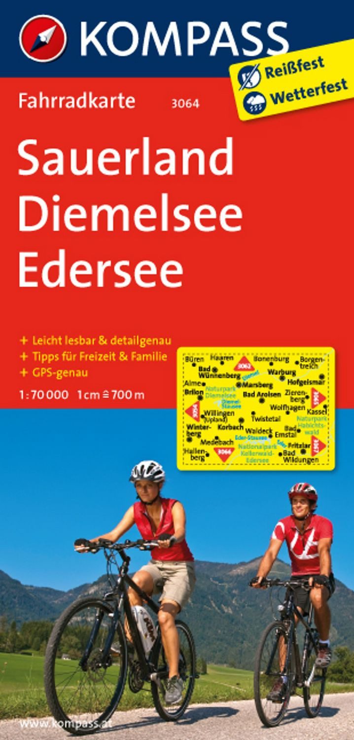 Sauerland - Diemelsee - Edersee 1 : 70 000 Fahrradkarte. GPS-genau / diverse