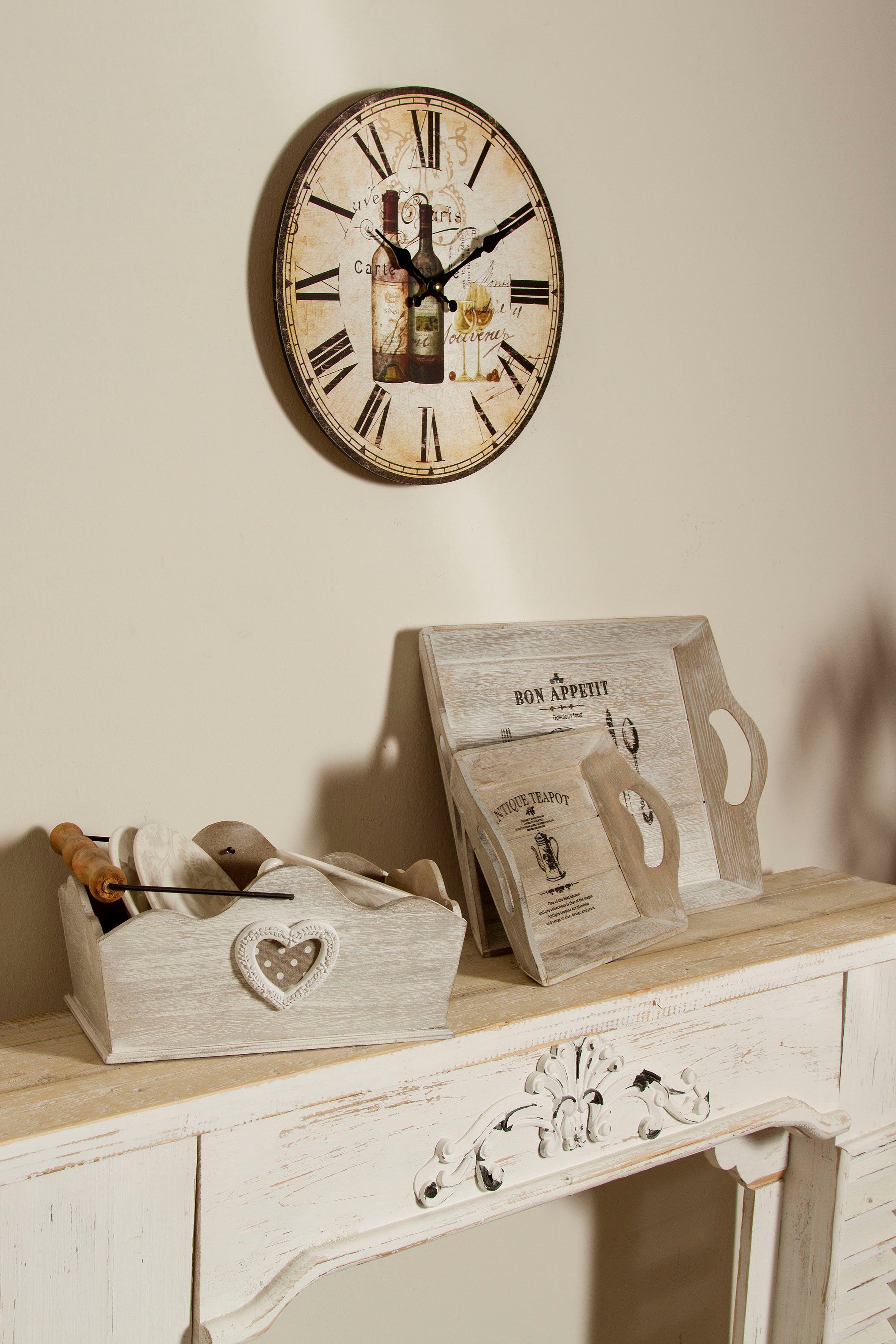 Myflair Möbel & Accessoires Wanduhr "Walram" (weiß, rund, römische Ziffern, dekorativ in Küche & Wohnzimmer) – Bild 3 von 4