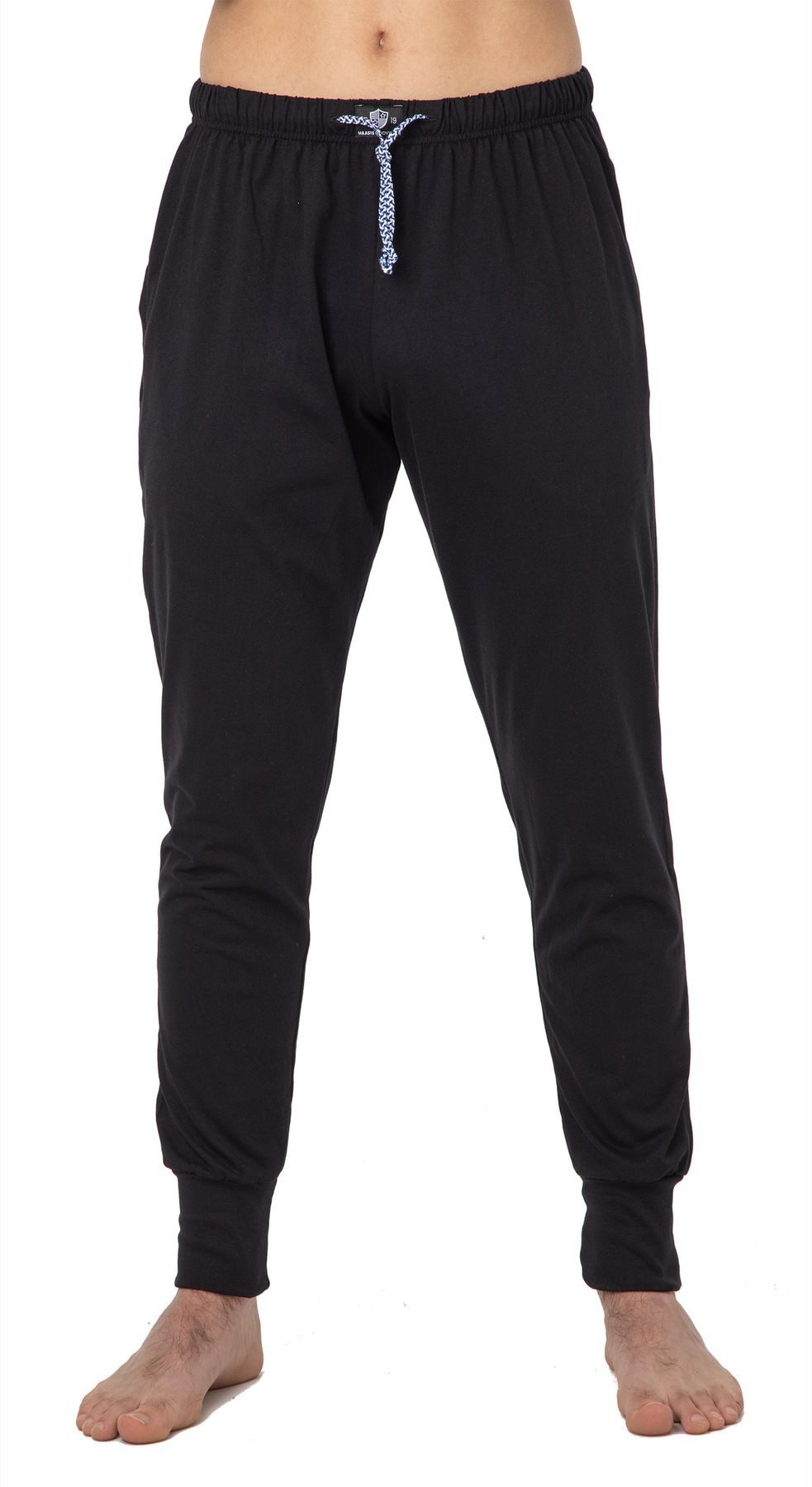 HAASIS Bodywear 1919 Pyjamahose Herren Pyjamahose mit Bündchen 77111876-schwarz (1-tlg) Leichte Pyjamahose m. Bündchen, Seitentaschen, Kordel