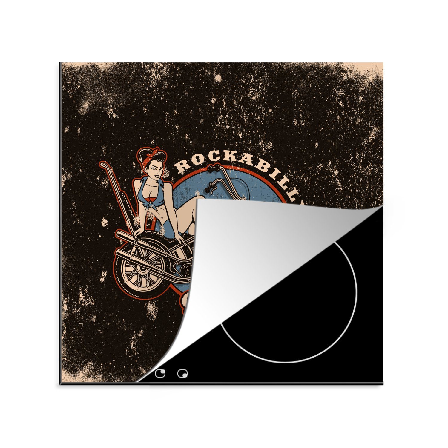 MuchoWow Herdblende-/Abdeckplatte Mancave - Frauen - Motorrad - Vintage, Vinyl, (1 tlg), 78x78 cm, Ceranfeldabdeckung, Arbeitsplatte für küche