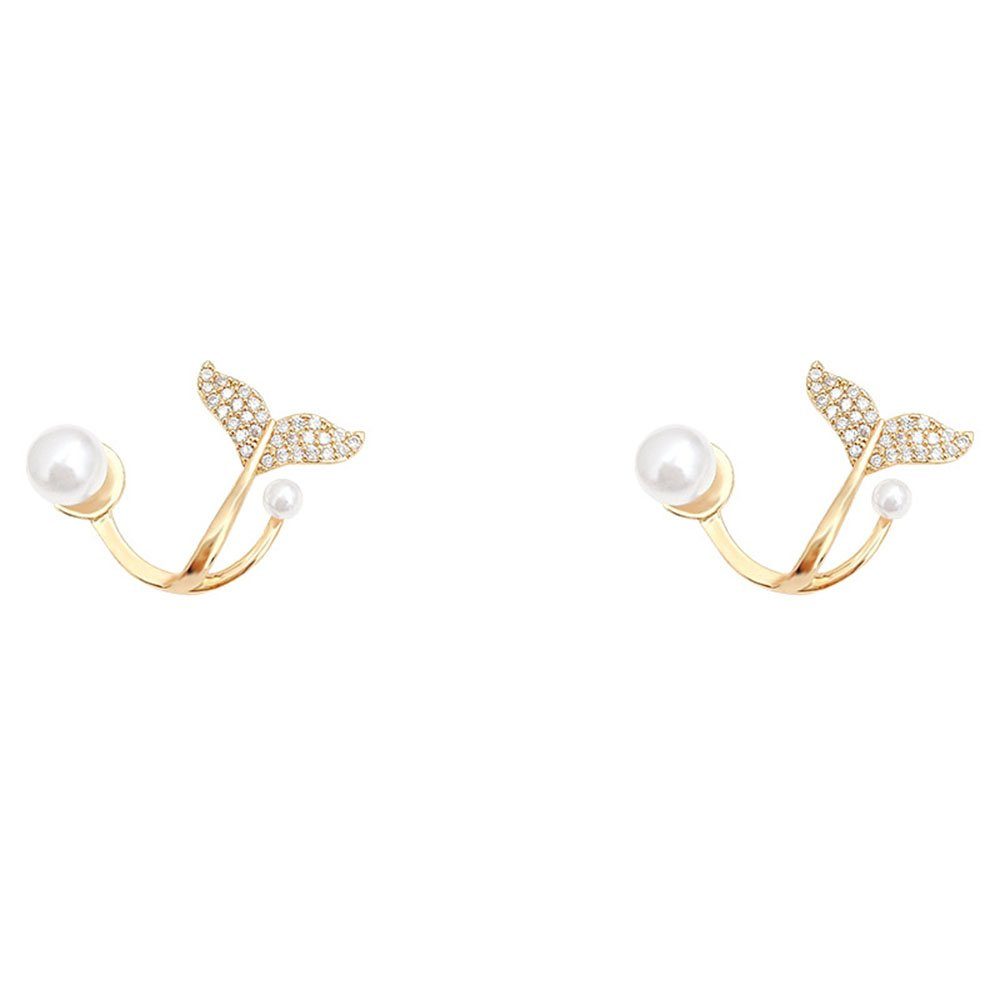 Haiaveng Paar Ohrstecker Fishtail Pearl Ohrringe Mode Persönlichkeit Frauen Zirkonia Ohrringe (1-tlg)