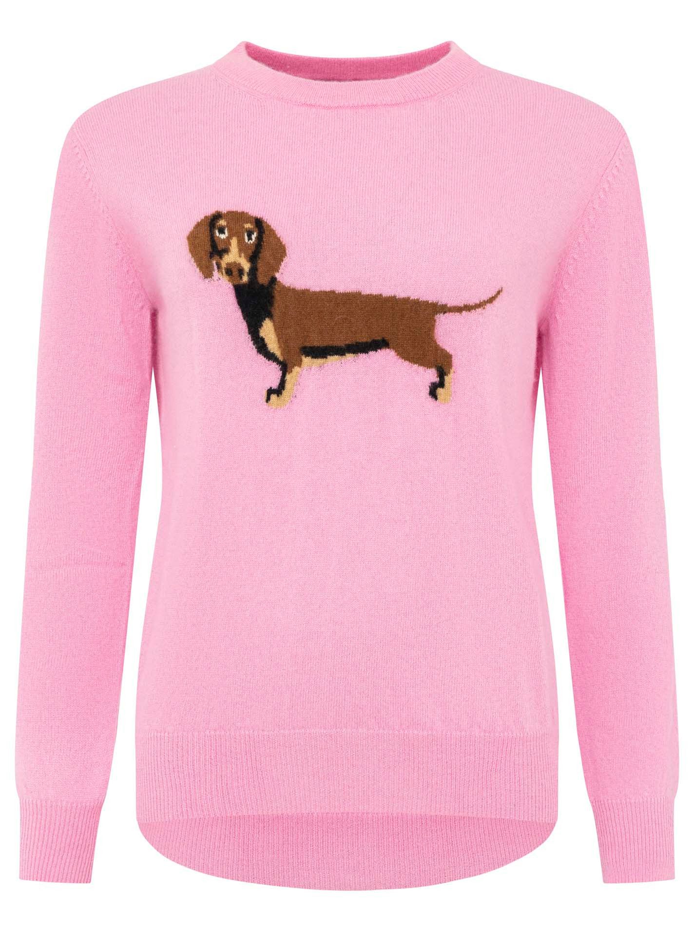 Zwillingsherz Kaschmirpullover Rundhalspullover Dackel