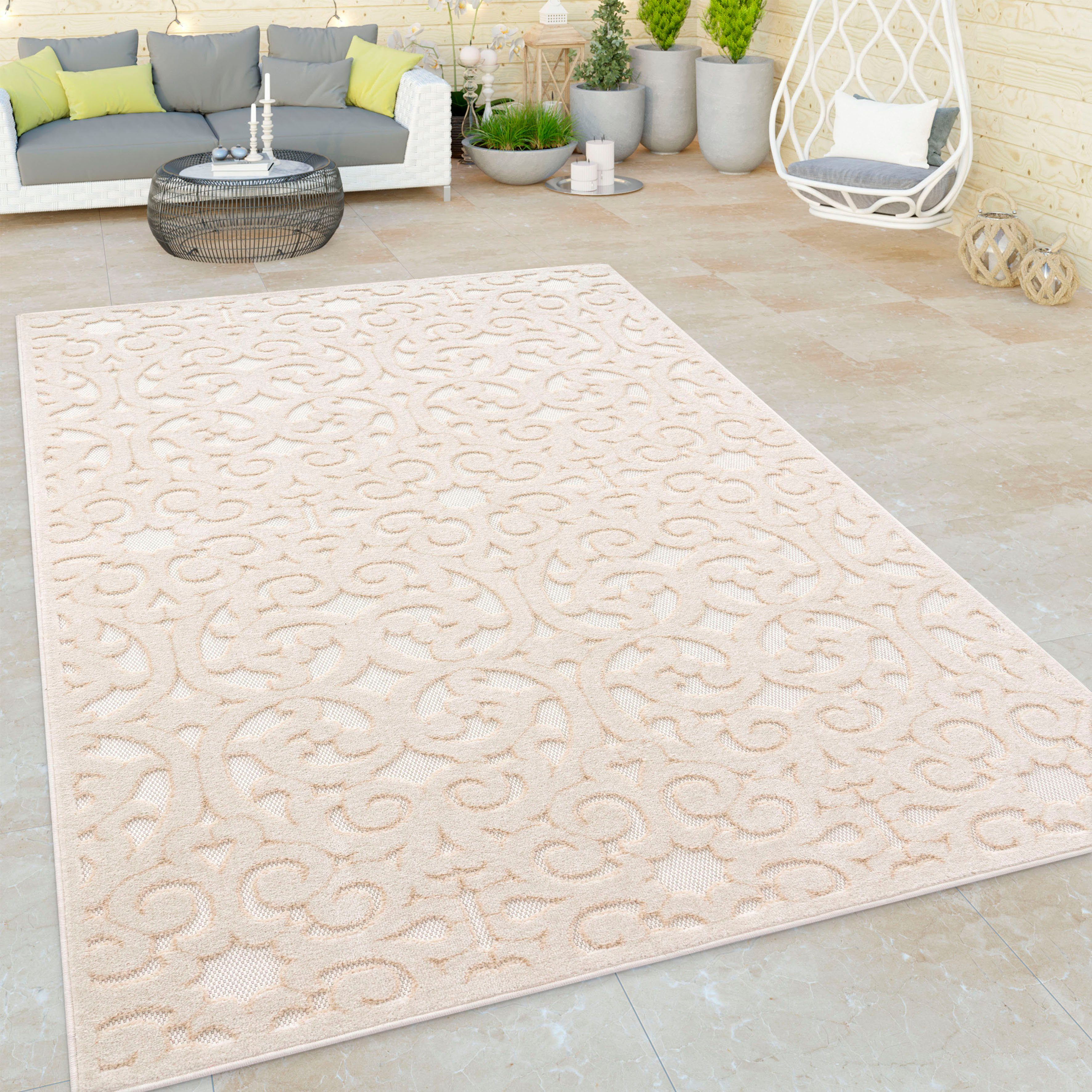 Hoch-Tief boho, Uni-Farben, Home, Ornamente, 10 rechteckig, Outdoor Teppich Effekt, mm, Paco Cotton Höhe: 234, geeignet