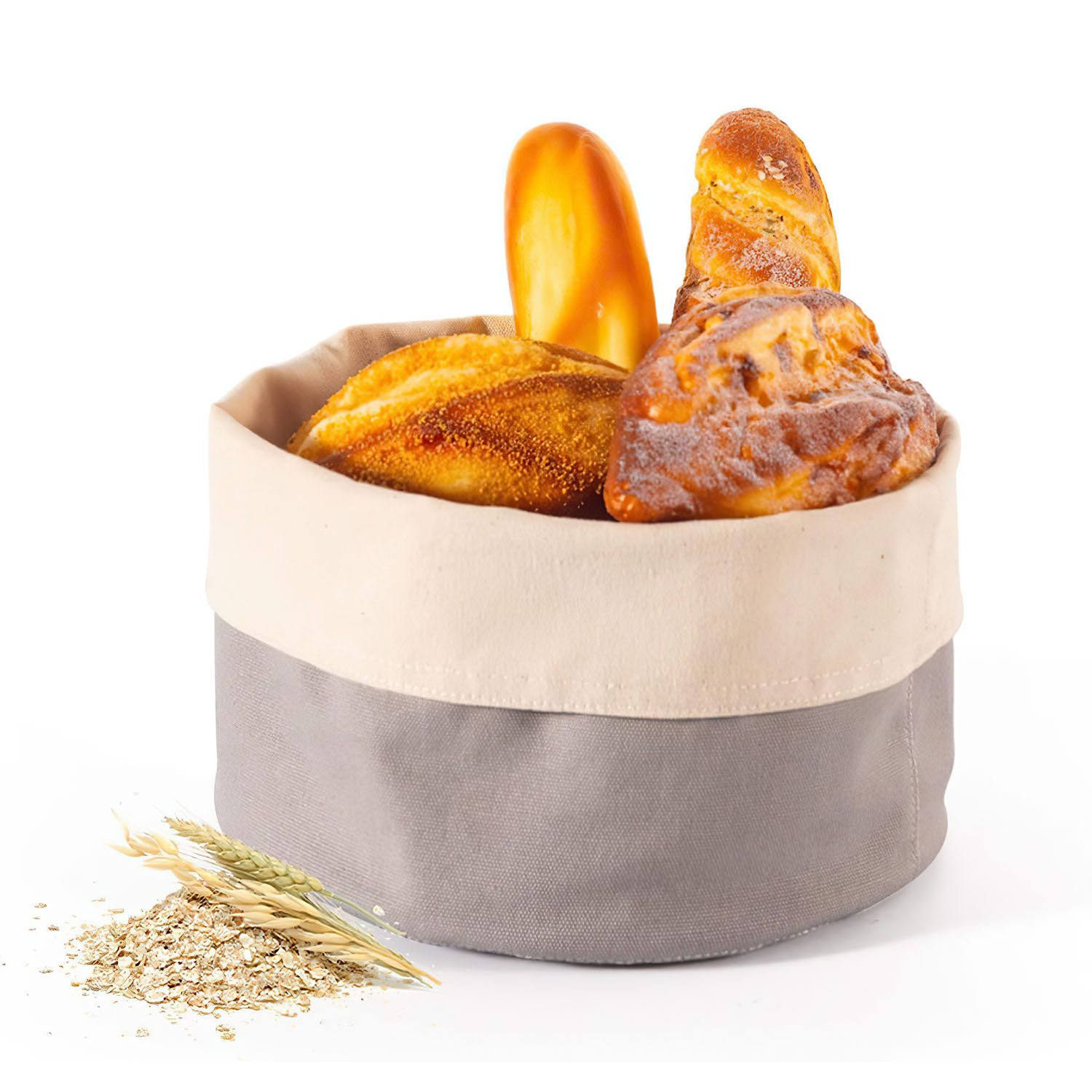 SURFOU Brotkorb Stoff Brotbeutel 25 x 22.5 cm Einfach zu Tragen Brötchenkorb, (Wiederverwendbare Brottasche Brotsack zum Frischhalten), für Backwaren, Getreide, Brot, Nüsse, Obst, Gemüse, Körner