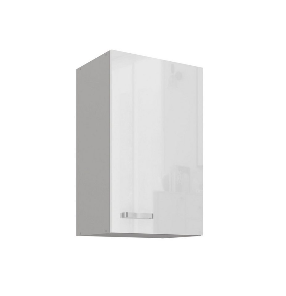 Küchen-Preisbombe Hängeschrank 45 cm Küche Bianca Weiß Hochglanz + Grau Küchenzeile Küchenblock
