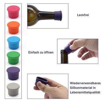 Rnemitery Flaschenverschluss Wiederverwendbare Silikon-Weinkorken Weinflaschenverschlüsse 6 Stück, (6-tlg)