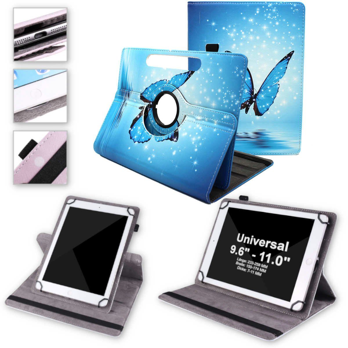 Wigento Tablet-Hülle Für Lenovo Tab P11 11.0 Zoll TB-J606F 360 Grad Rotation Universell Motiv 8 Tablet Tasche Kunst Leder Hülle Etuis