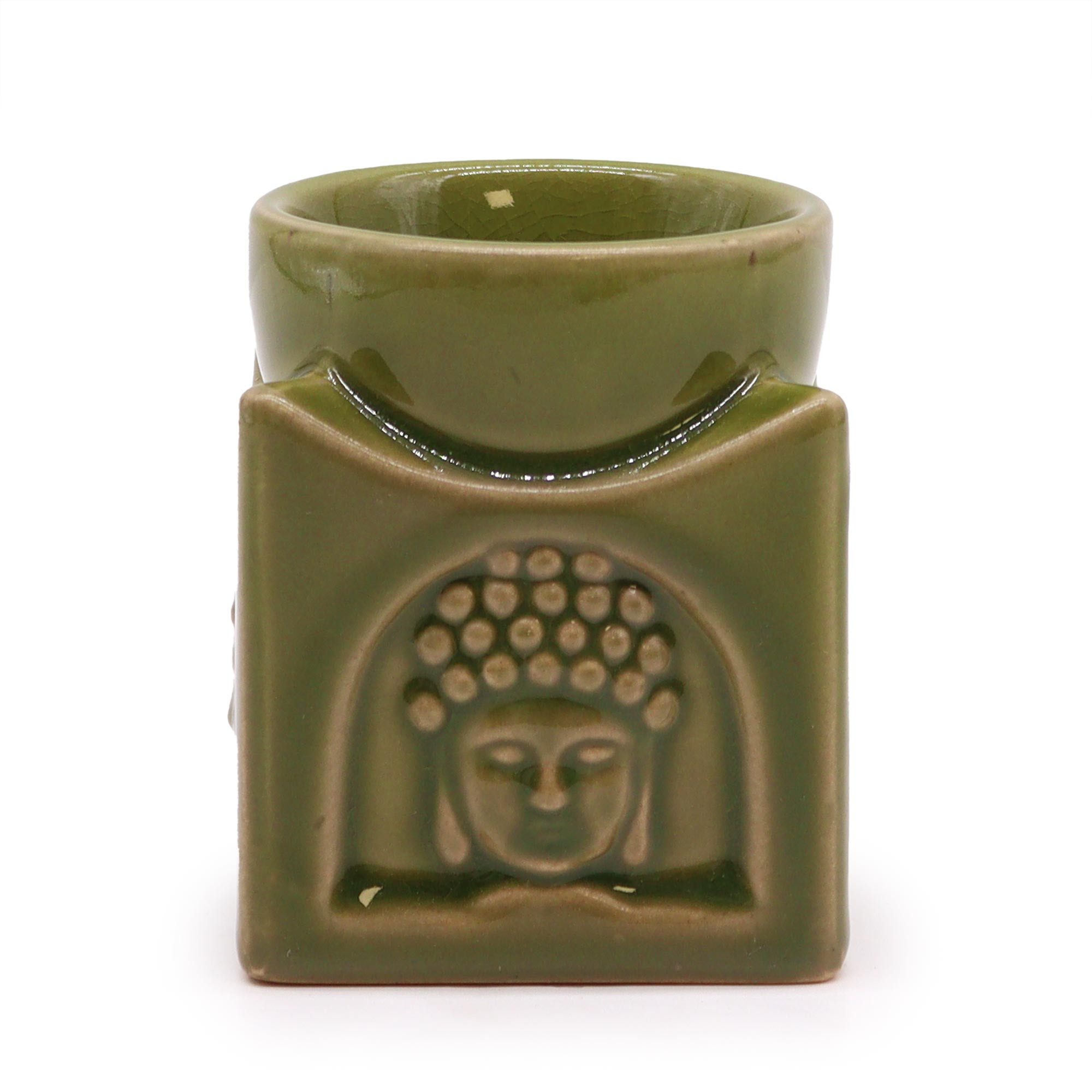 Bali-Homedecor Duftlampe Quadratischer Buddha-Brenner - Helle Jade