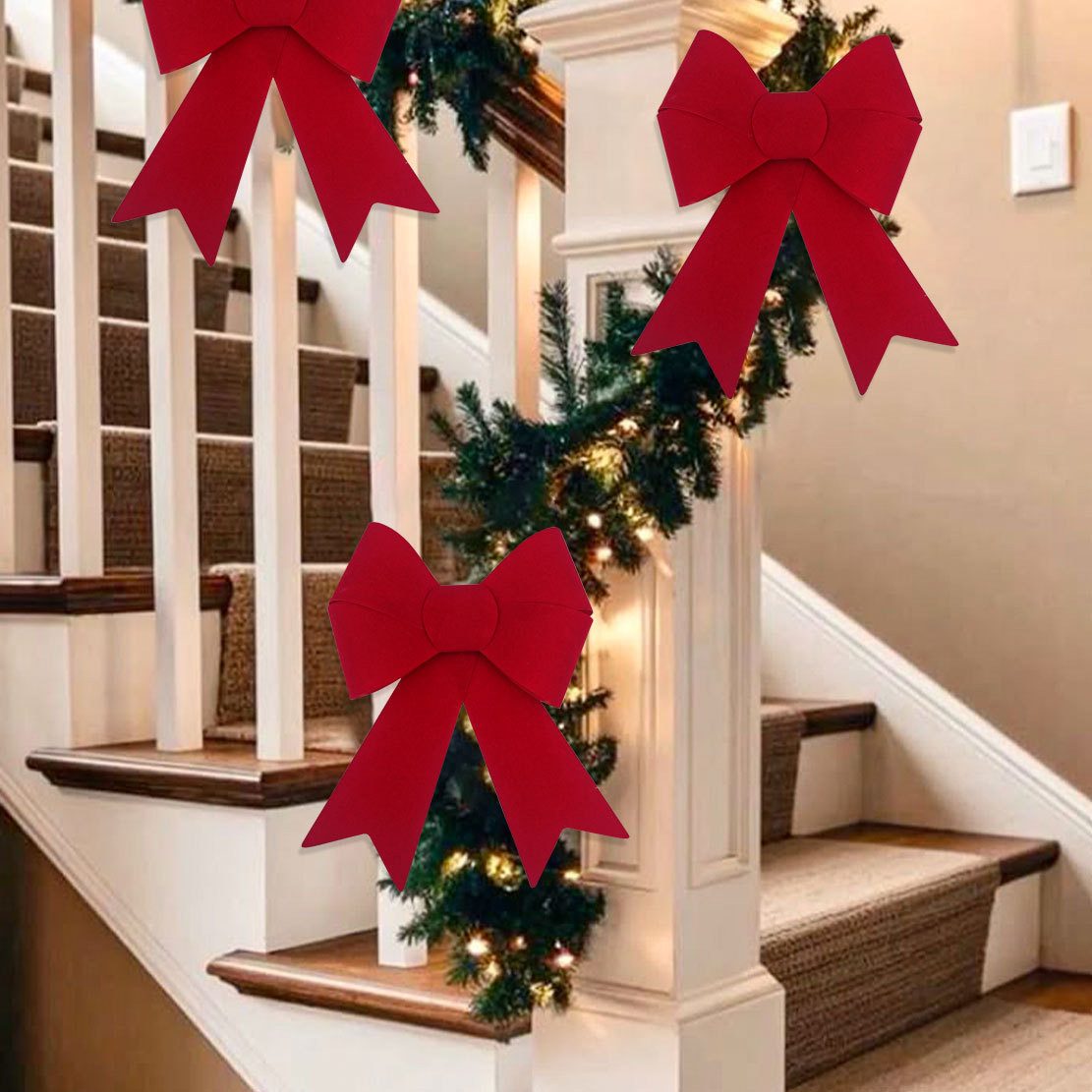 Coonoor Weihnachtsbaumschleife Weihnachtsbaum Schleifen Set, Weihnachtsdekorations Schleifen (6-tlg), Weihnachtliche Schleifen-Dekorationsanhänger