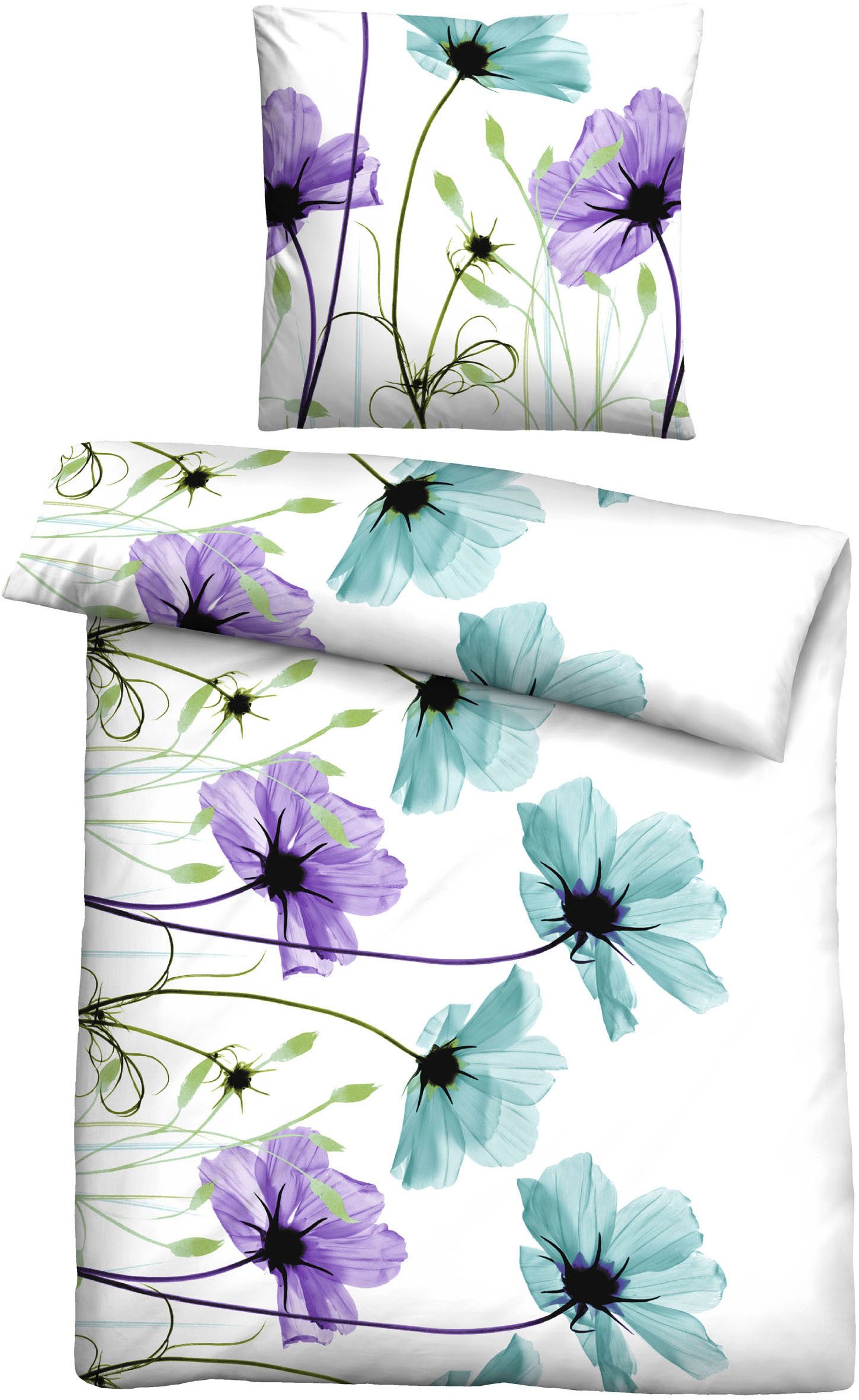 Castell - Markenbettwäsche Bettwäsche 0260982, Seersucker, 2 teilig, absolut bügelfrei, pflegeleicht, Reißverschluss, ganzjährig nutzbar