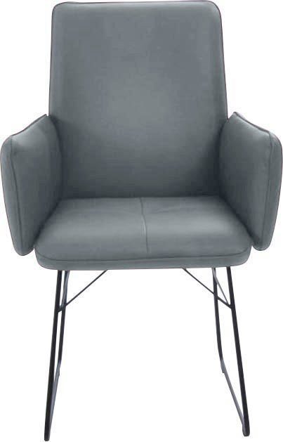 (1 Rücken, im Metall in St), & Sitz Steppung schwarz, Komfort Griff am Wohnen Armlehnstuhl aqua K+W Drahtkufengestell