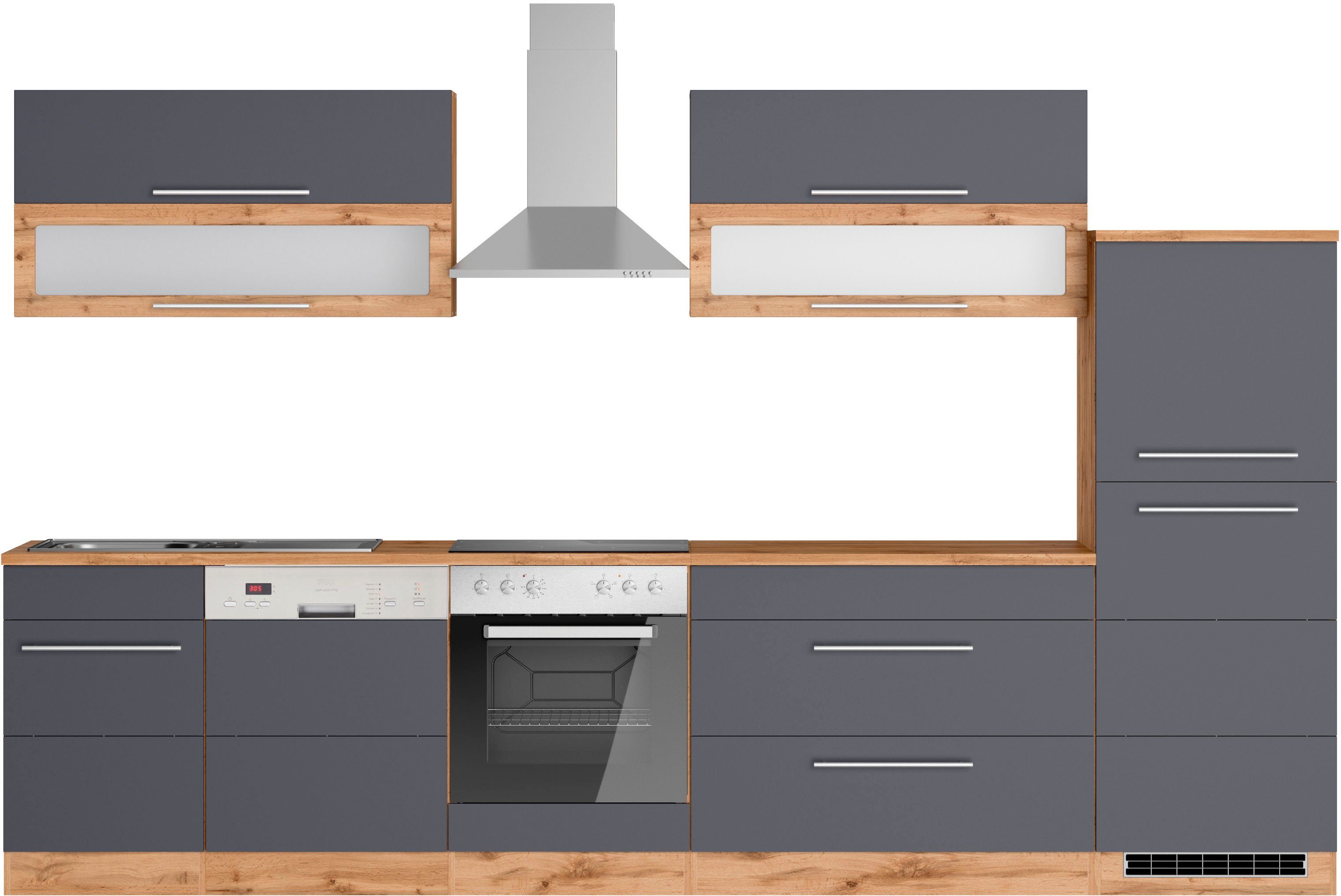 HELD MÖBEL Küche Wien, Breite 330 cm, wahlweise mit E-Geräten, Wahlweise  mit oder ohne E-Geräte | Apothekerschränke