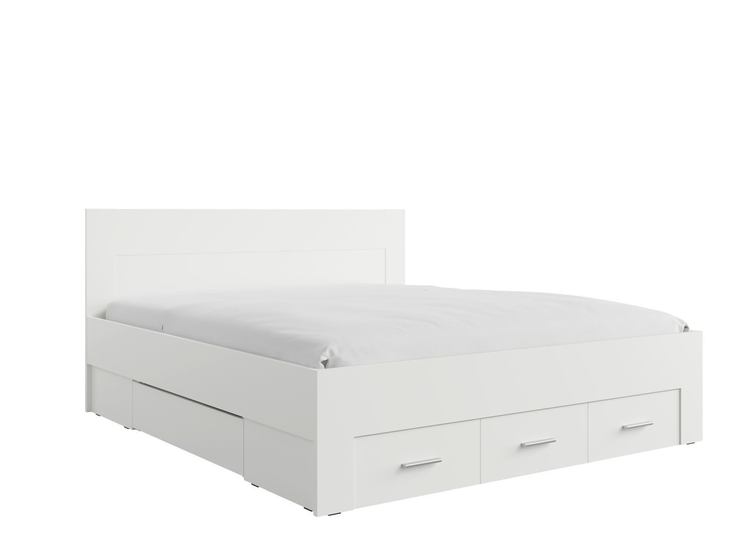 Lukas Möbel Schlafzimmer-Set Elegantes Schlafzimmer Set Monsun in Weiß, Bett mit 5 Schubladen, Kleiderschrank mit Spiegel, Breite wählbar – Bild 5 von 5