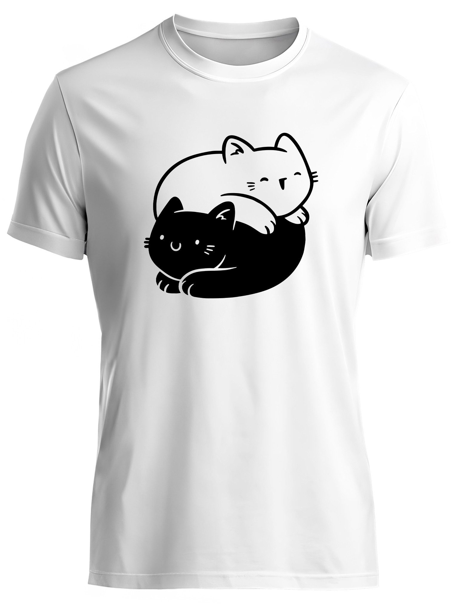 T-Shirt Yin Yang Katzen print Shirt