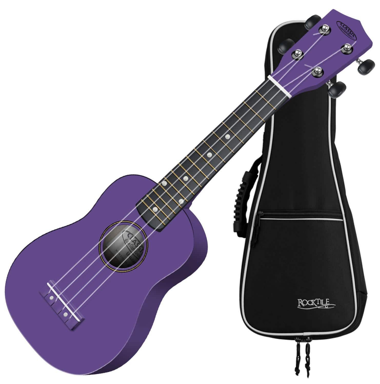 Classic Cantabile Ukulele Sopranukulele (Ukulele, Uke, 15 Bünde, leichtgängige Gitarrenmechanik), Spar-Set inklusive Gigbag