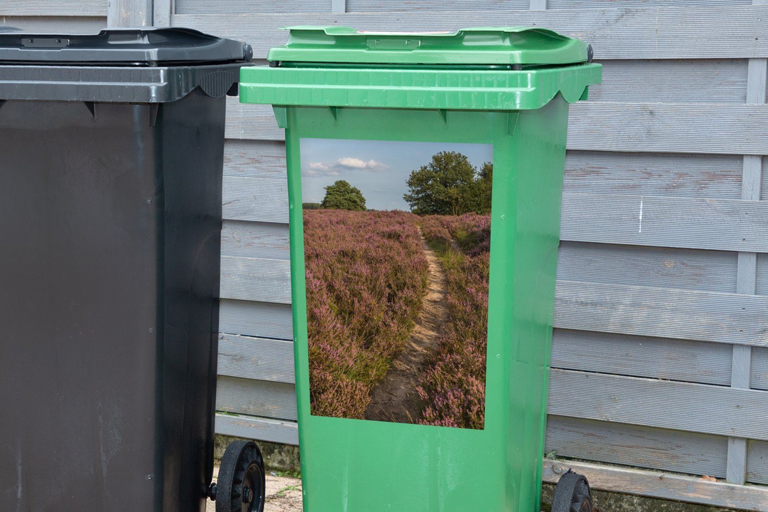Ein Wandsticker Container, im Mülltonne, Dwingelderveld St), Sticker, (1 Wanderweg Nationalpark Mülleimer-aufkleber, Abfalbehälter MuchoWow