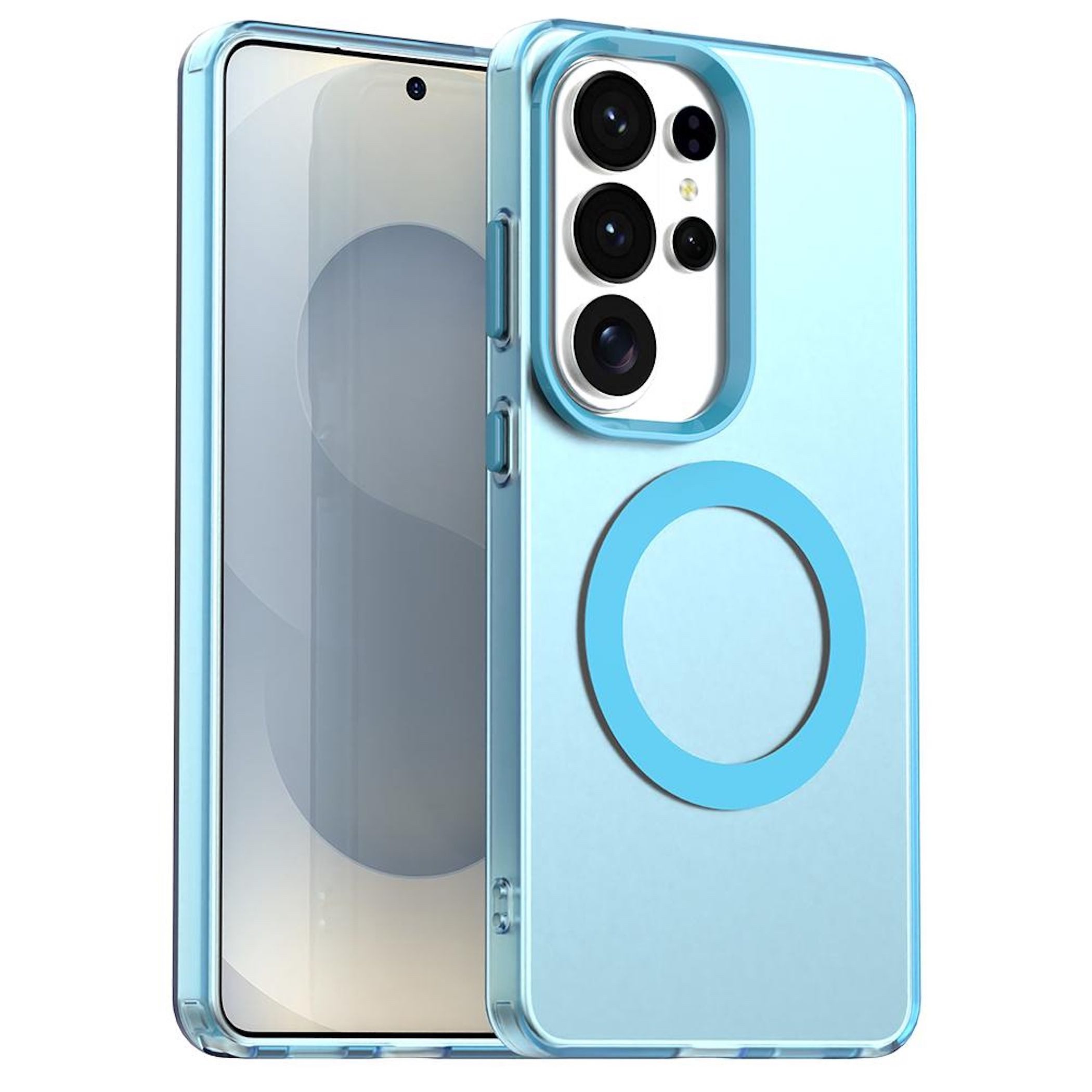 Wigento Handyhülle MagSafe für Samsung Galaxy S26 Ultra Candy Design Hybrid TPU Blau, Magsafe Funktion, Stoßschutz, präzise Aussparungen