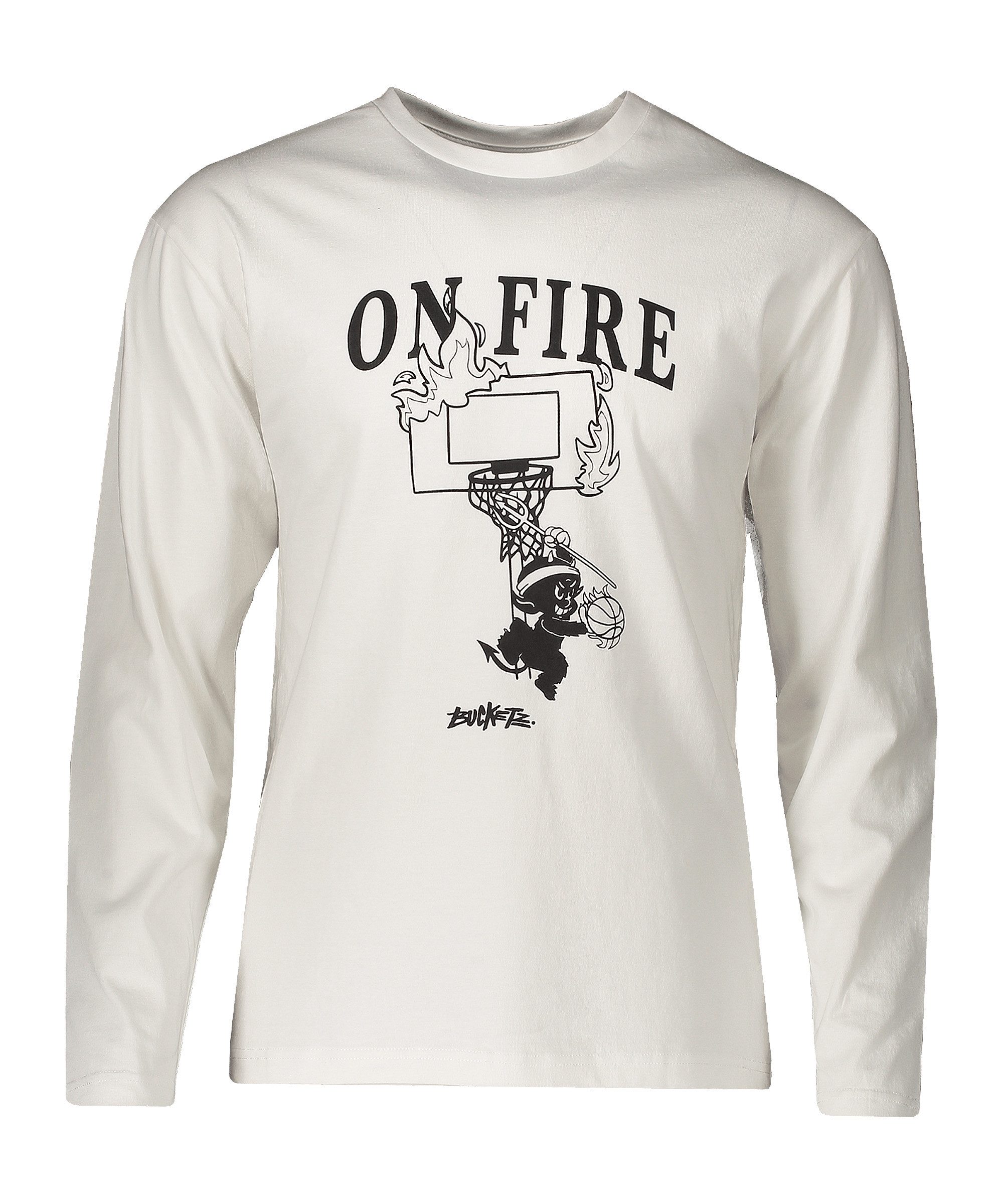 Bucketz Sweatshirt Bucketz On Fire Longsleeve Sweatshirt Beige Baumwolle