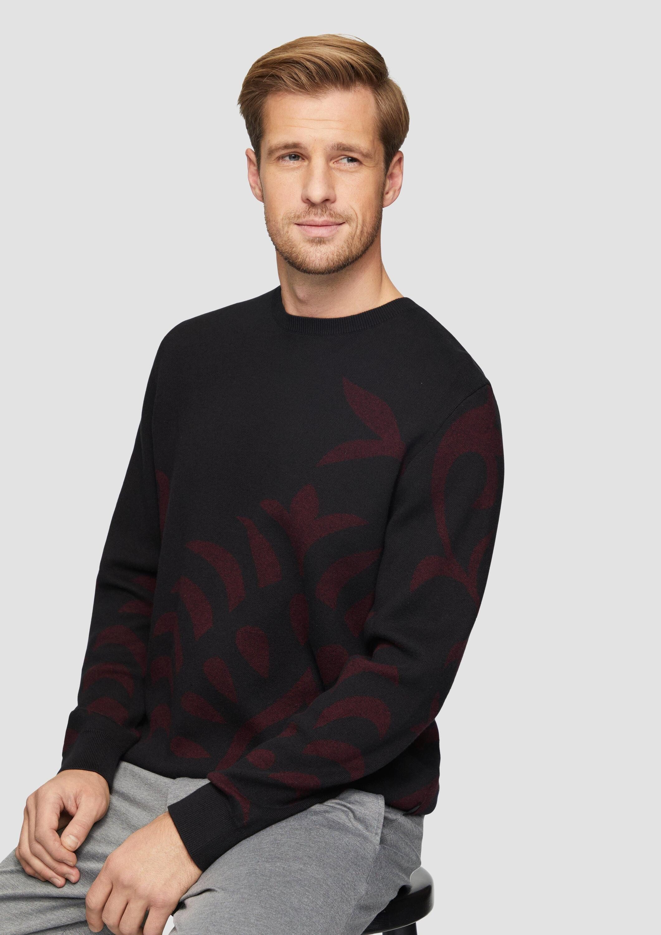 s.Oliver Longpullover Strickpullover Strickpullover mit Jacquard-Muster