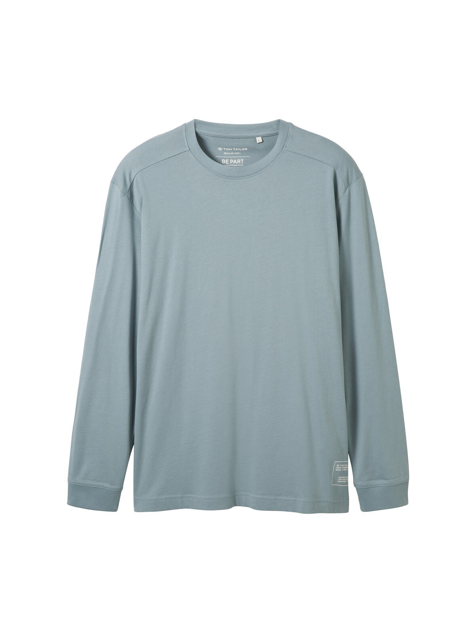 Langarmshirt TOM grey Basic mint TAILOR T-Shirt