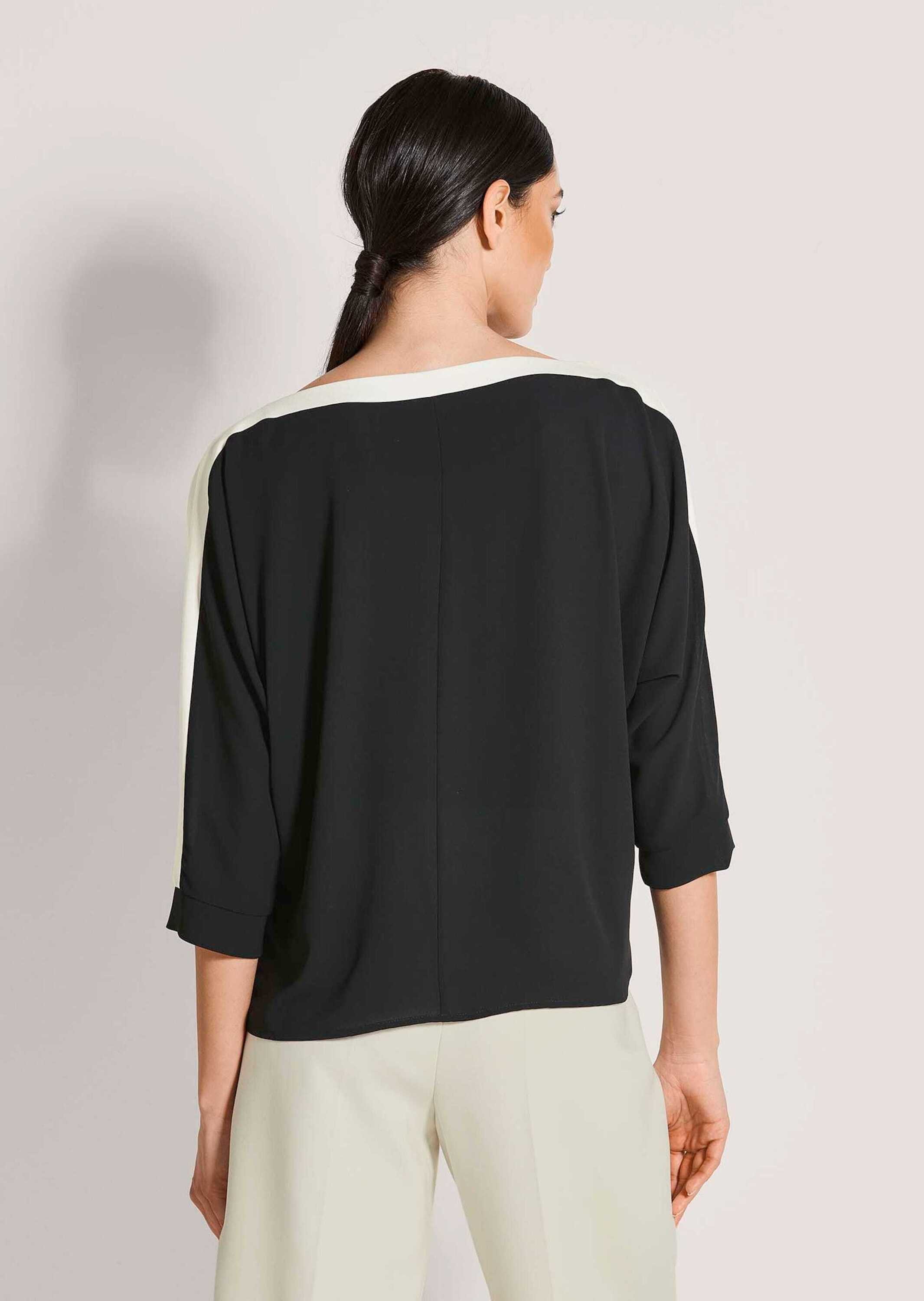 MADELEINE Shirtbluse Businessbluse im Colour Blocking-Stil Sommerbluse mit U-Boot-Ausschnitt und 3/4-Arm