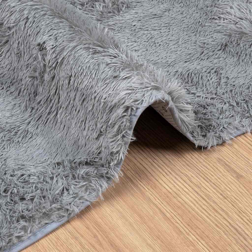 vidaXL Teppich Teppich Shaggy Hochflor NAVARRA Hellgrau 160x160 cm Polyester, Quadrat