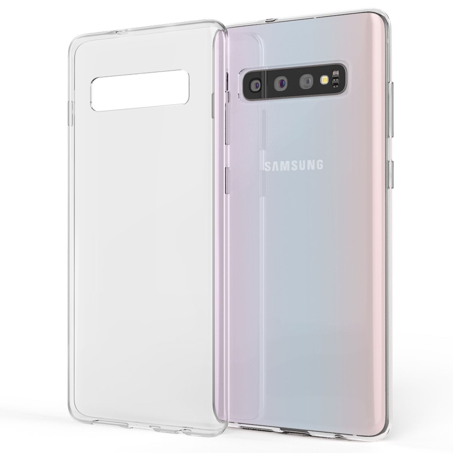 Nalia Smartphone-Hülle Samsung Galaxy S10 15,5 cm (6,1 Zoll), GLAZE Case - Transparentes Silikon, Anti-Watermark & Schlank