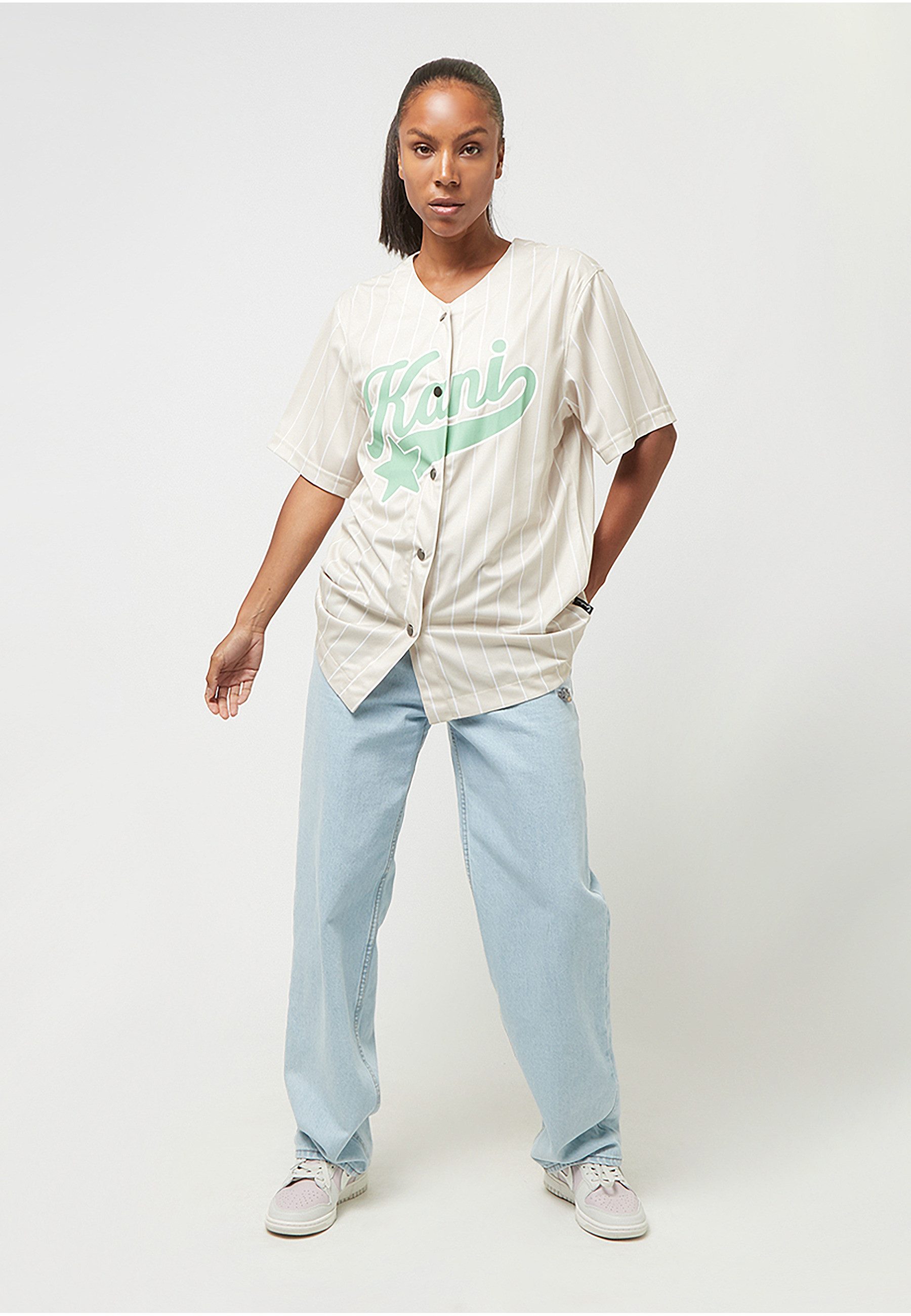 Karl Kani T-Shirt Karl Kani Woven Signature Pinstripe Baseballshirt (1-tlg)
