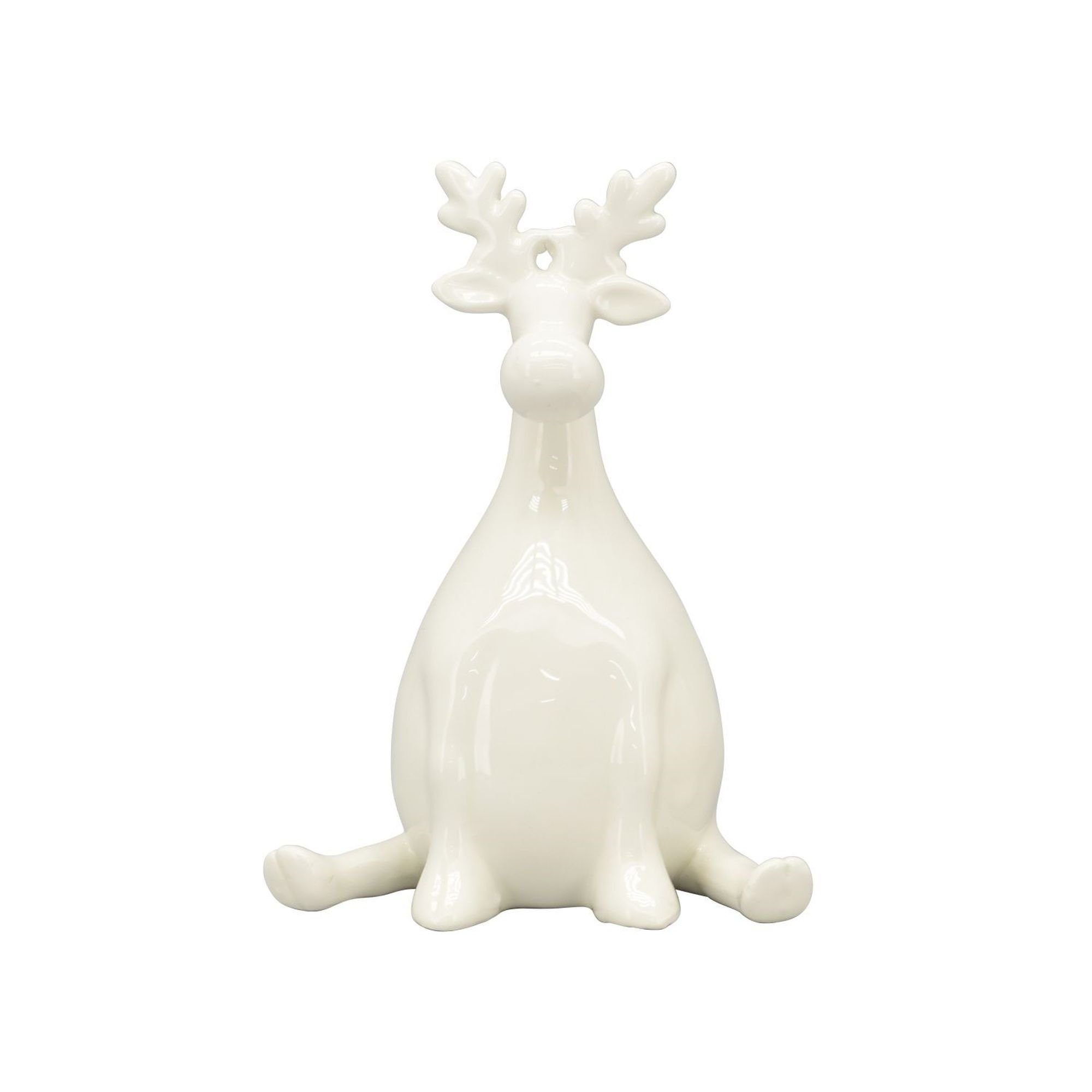 Exner GmbH Garten- & Wohnaccessoires Weihnachtsfigur Rentier Ivory - weiß -  Keramik - 17x8,5x17 cm - 1 Stück